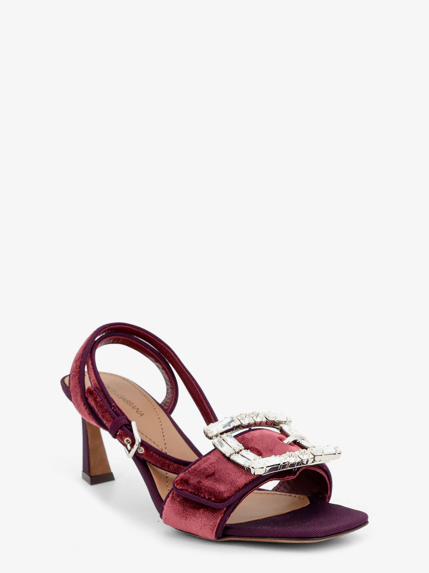 Dolce & Gabbana Sandali In Velluto Con Dettaglio Strass Frontale