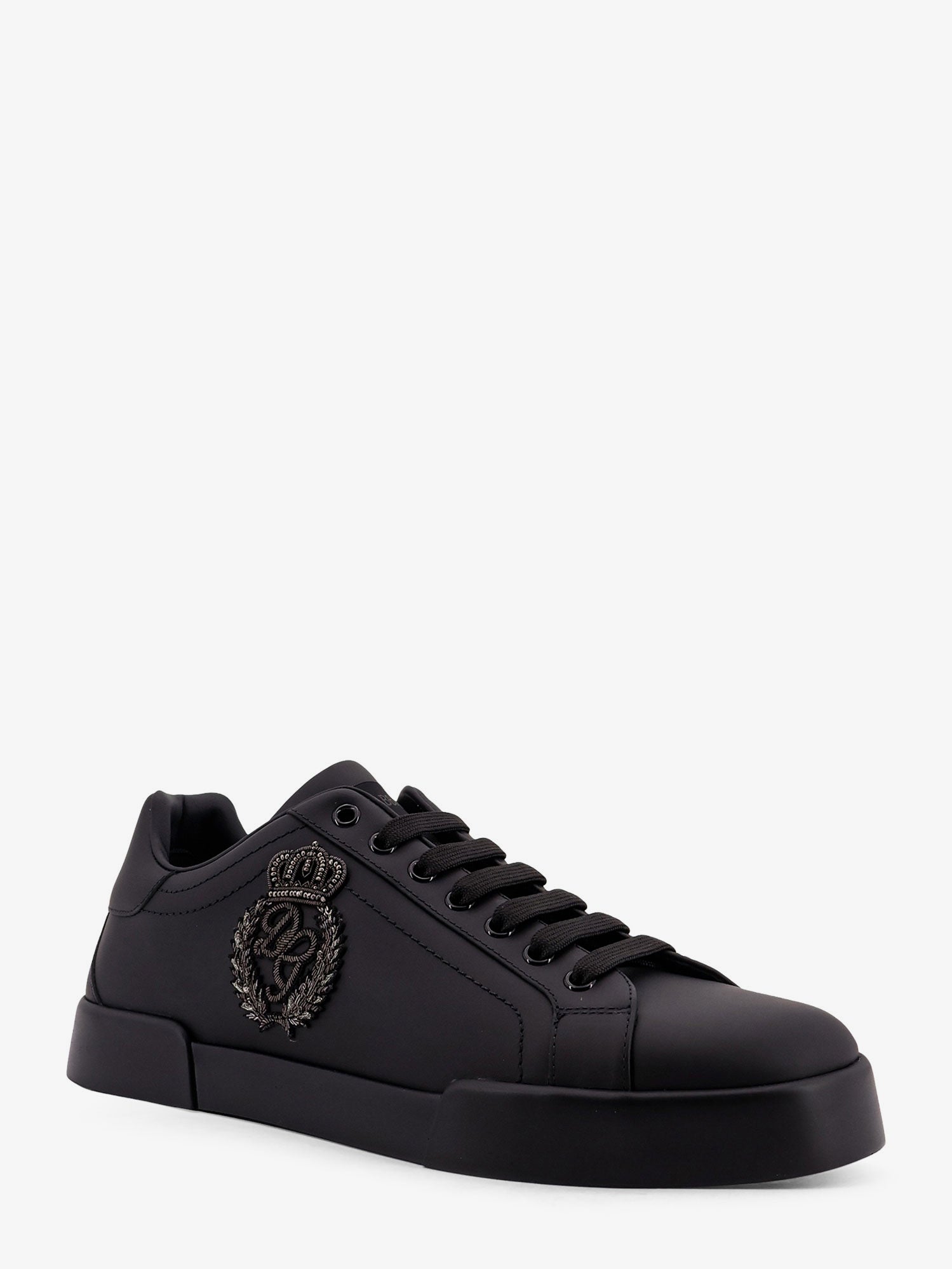 Dolce & Gabbana Leather Sneakers With Embossed Side Logo