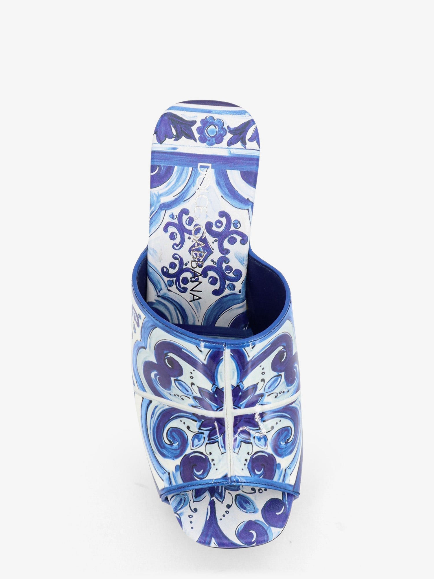 Dolce & Gabbana Maiolica Print Shiny Leather Sandals