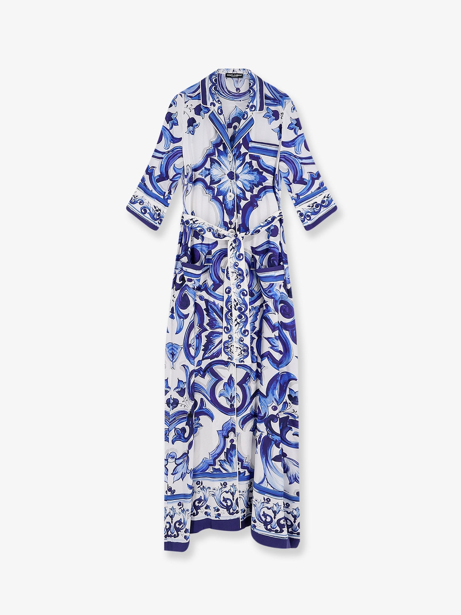 Dolce & Gabbana Silk Long Dress With Maiolica Print