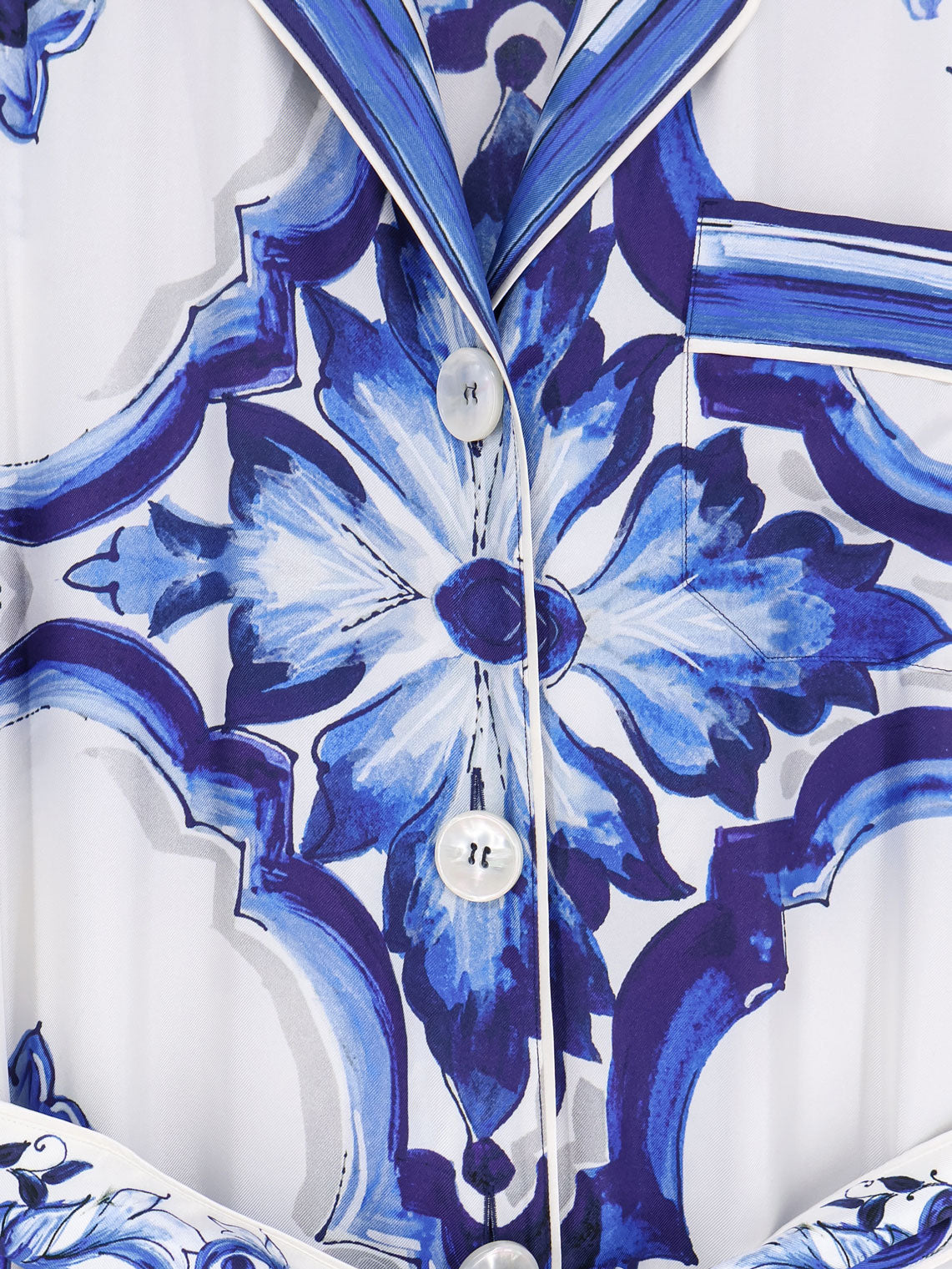 Dolce & Gabbana Silk Long Dress With Maiolica Print