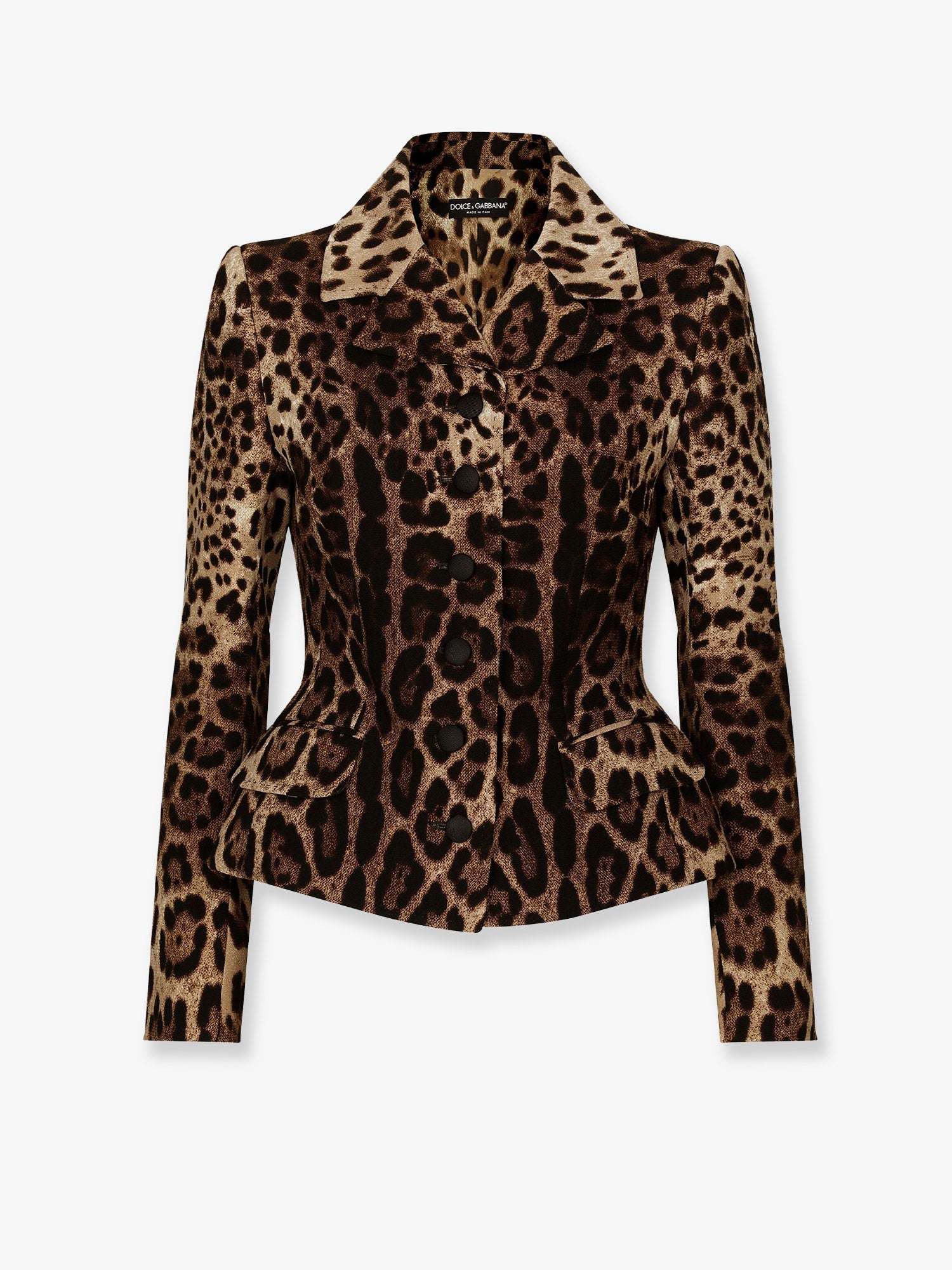 Dolce & Gabbana Double Wool Crêpe Dress With Leopard Print