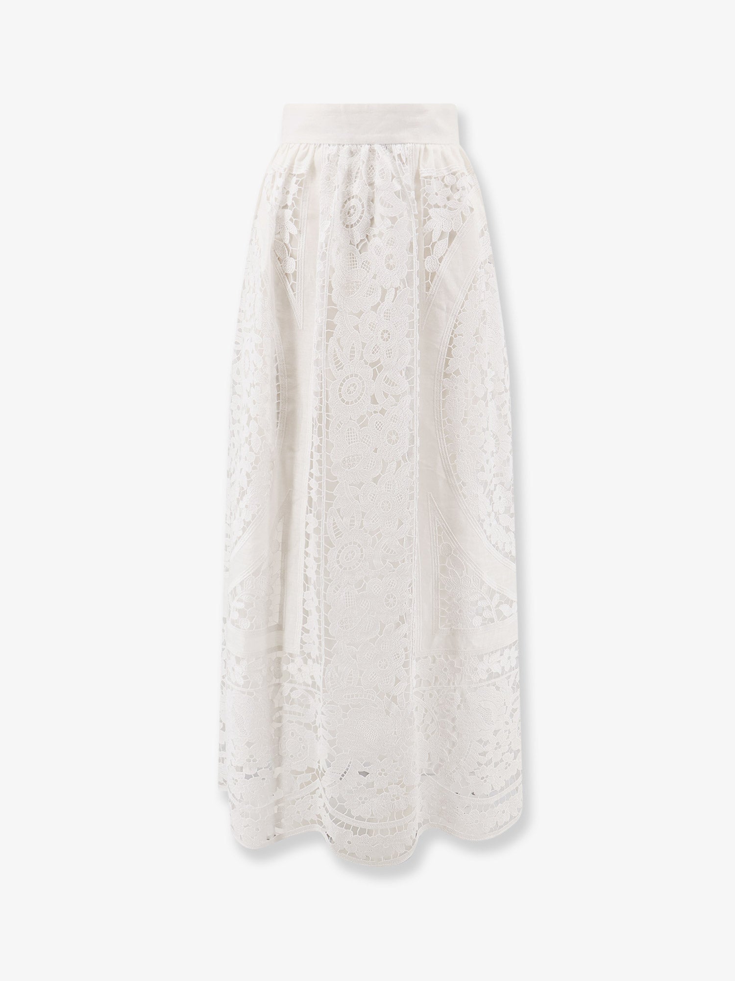 Dolce & Gabbana Linen And Cotton Skirt With Laces Embroidery