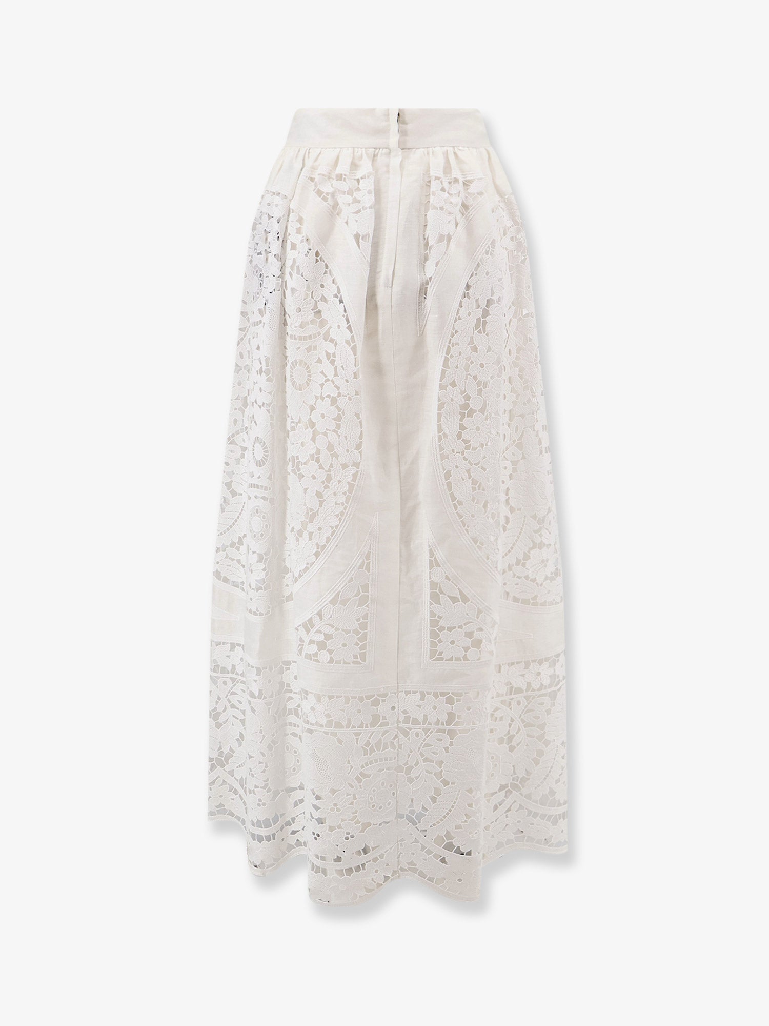 Dolce & Gabbana Linen And Cotton Skirt With Laces Embroidery