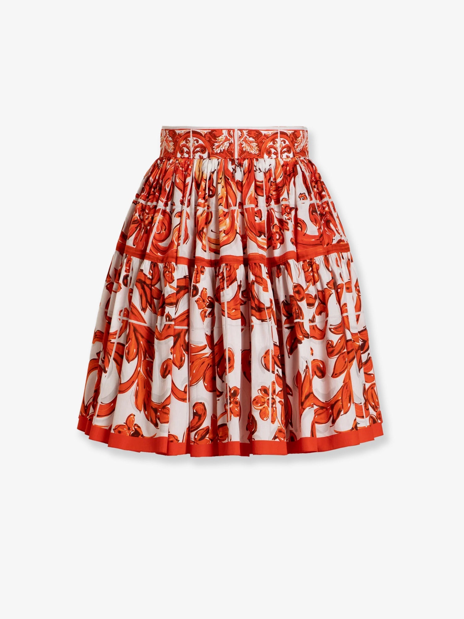 Dolce & Gabbana Cotton Skirt With Maiolica Print