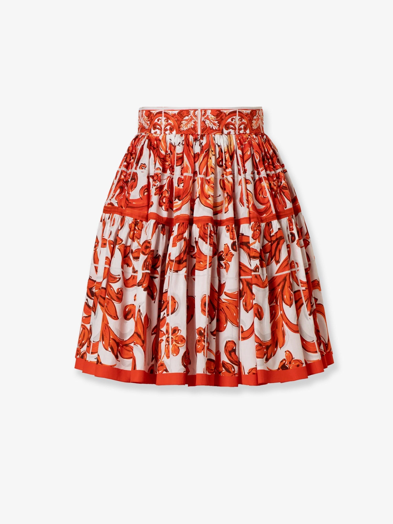 Dolce & Gabbana Cotton Skirt With Maiolica Print