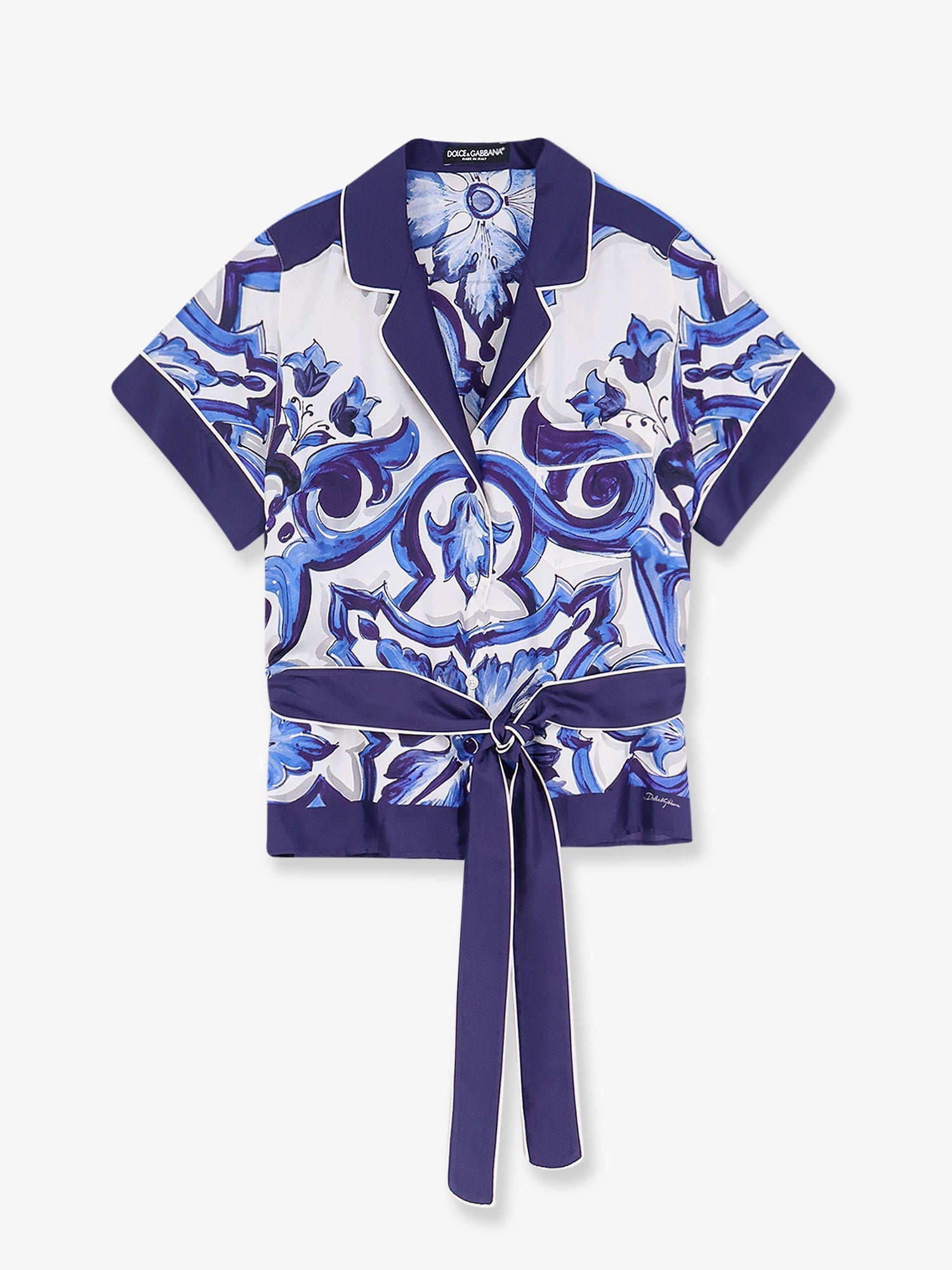 Dolce & Gabbana Silk Shirt With Maiolica Print