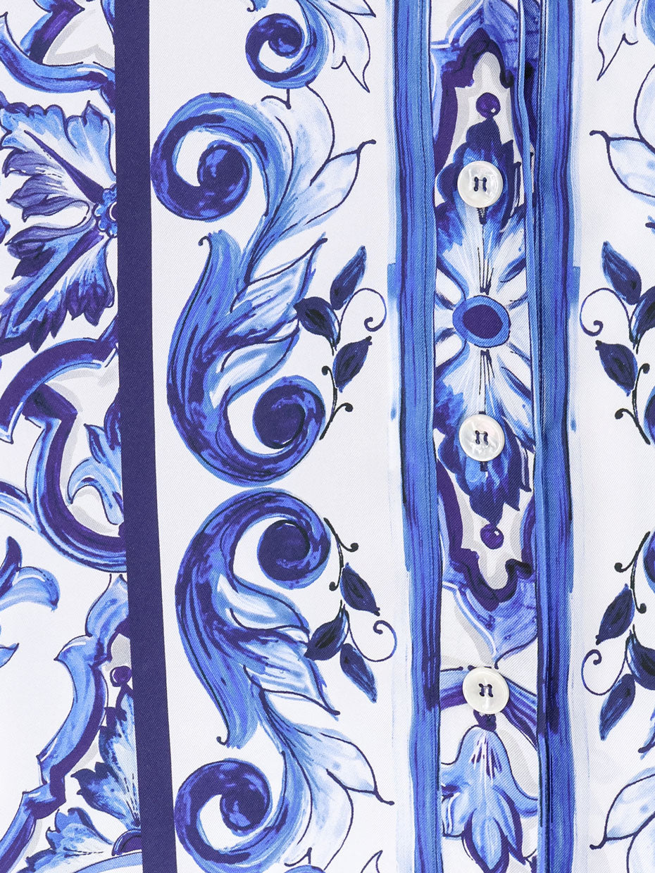 Dolce & Gabbana Silk Shirt With Maiolica Print
