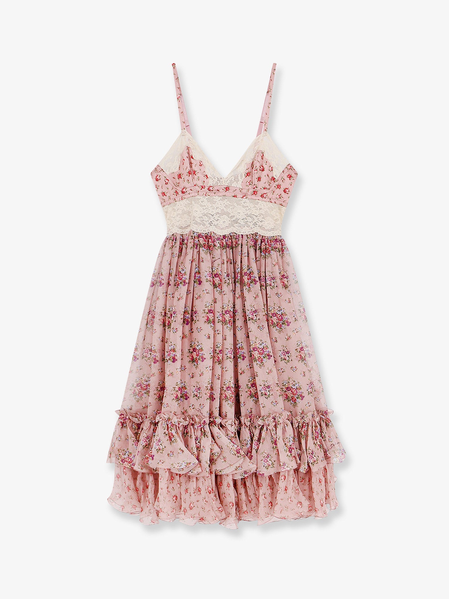 Dolce & Gabbana Chiffon Dress With A Mazzolini Di Fiori Print