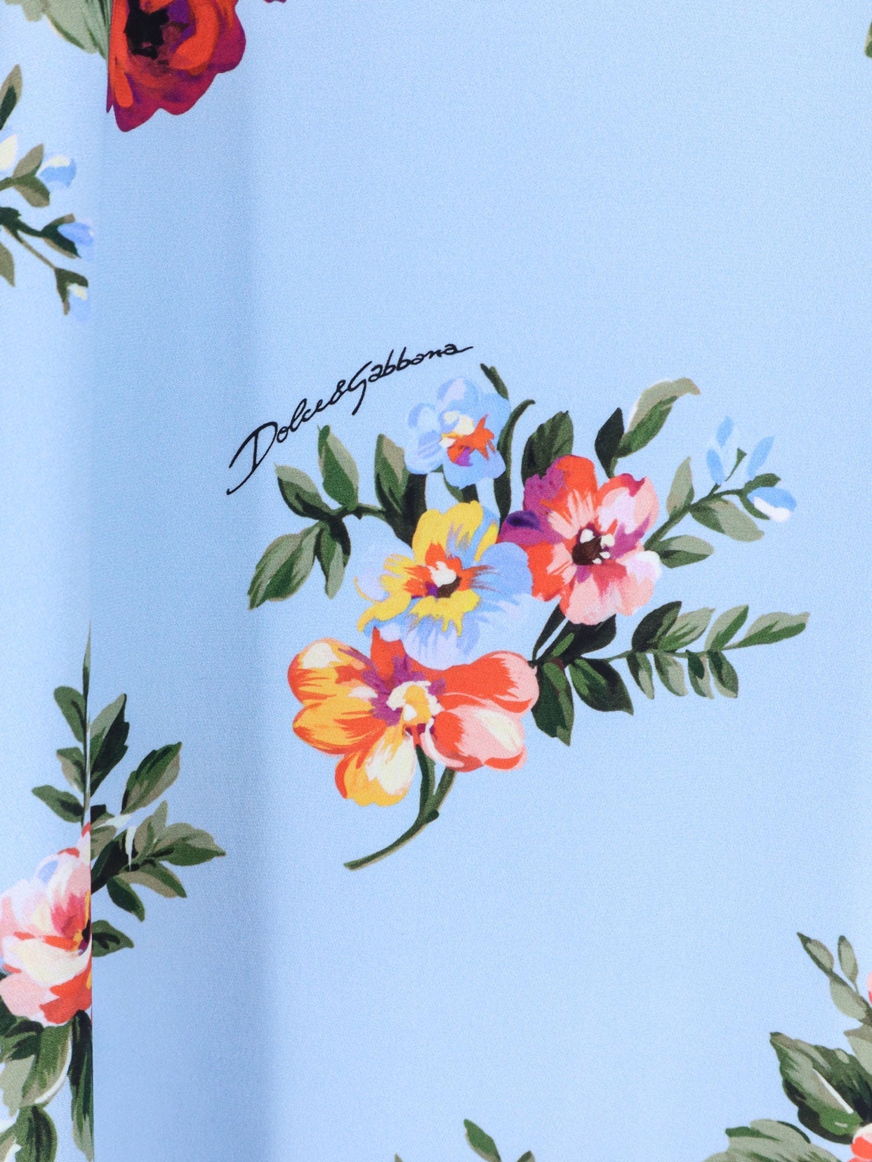 Dolce & Gabbana Long Charmeuse Dress With Mazzo Di Fiori Print