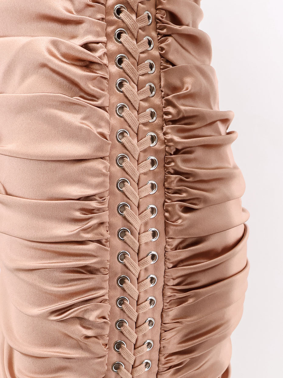Dolce & Gabbana Stretch Silk Dress With Lateral Drawstring