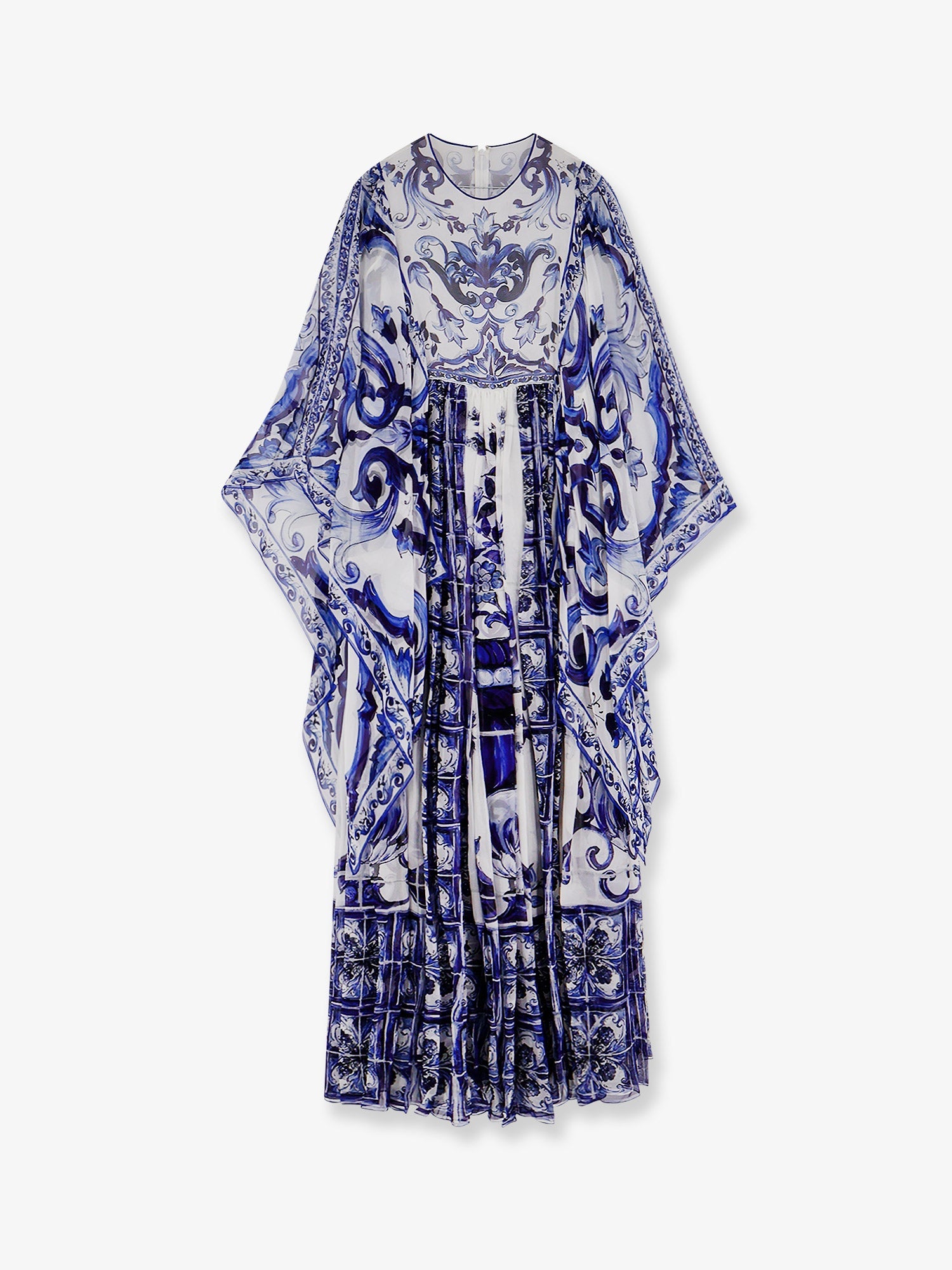Dolce & Gabbana Silk Long Dress With Maiolica Print