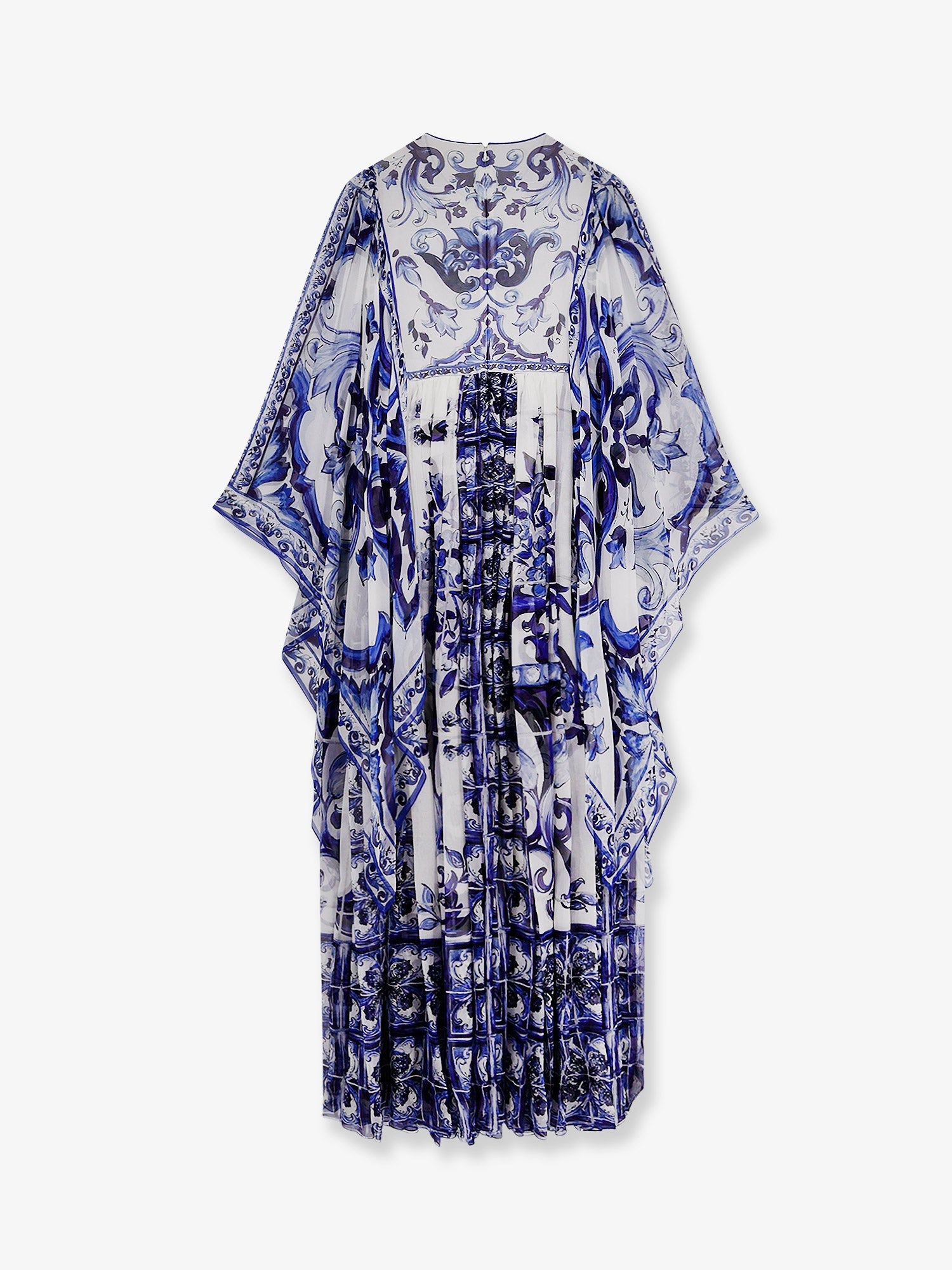 Dolce & Gabbana Silk Long Dress With Maiolica Print
