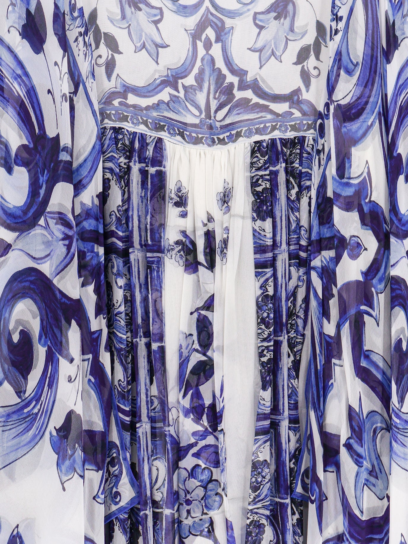 Dolce & Gabbana Silk Long Dress With Maiolica Print