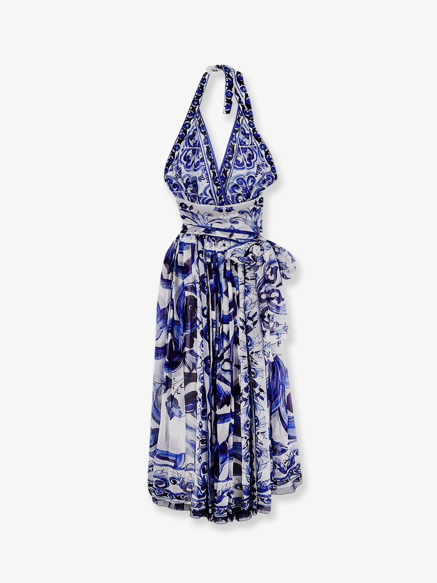 Dolce & Gabbana Silk Long Dress With Maiolica Print