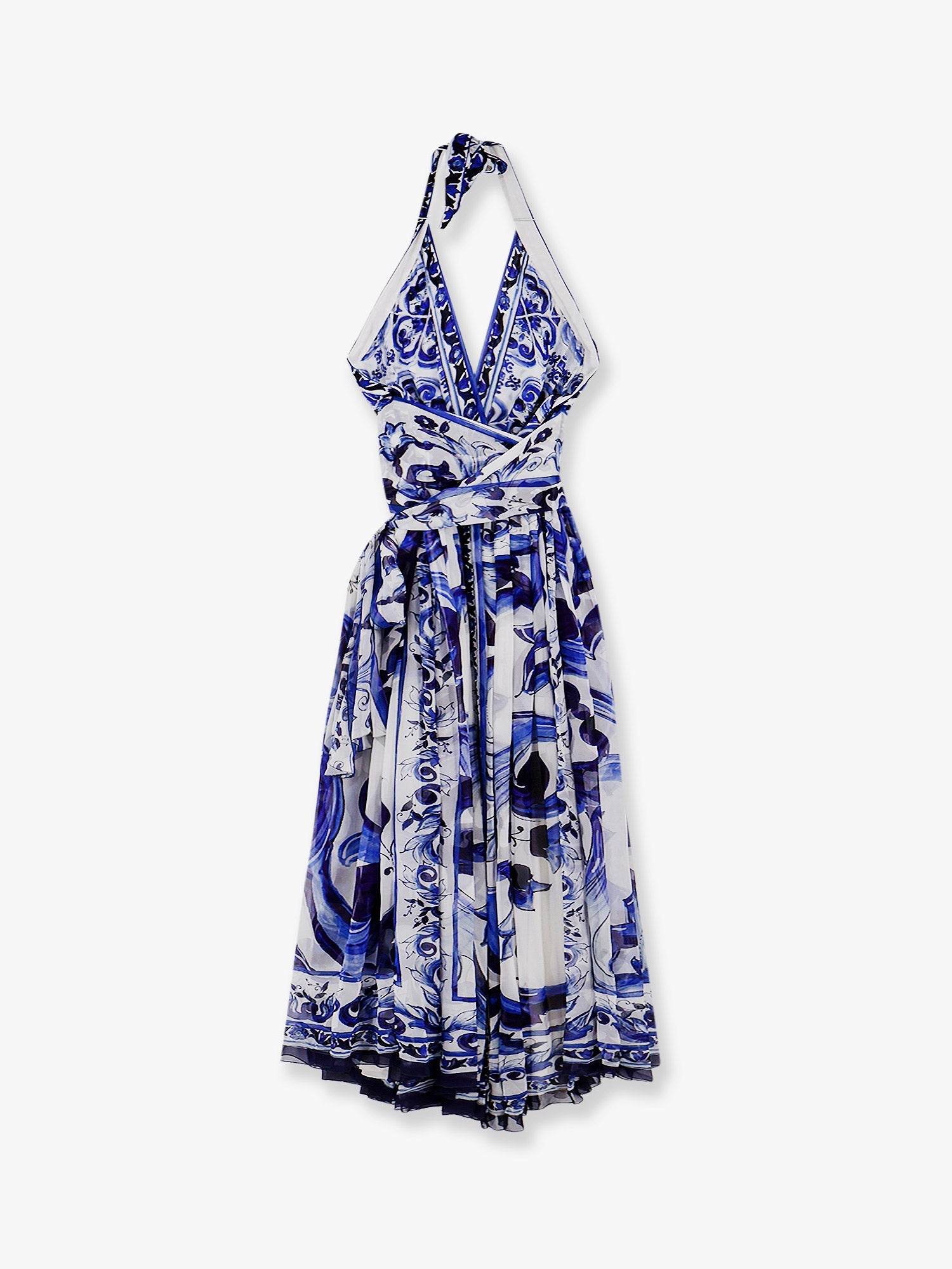 Dolce & Gabbana Silk Long Dress With Maiolica Print