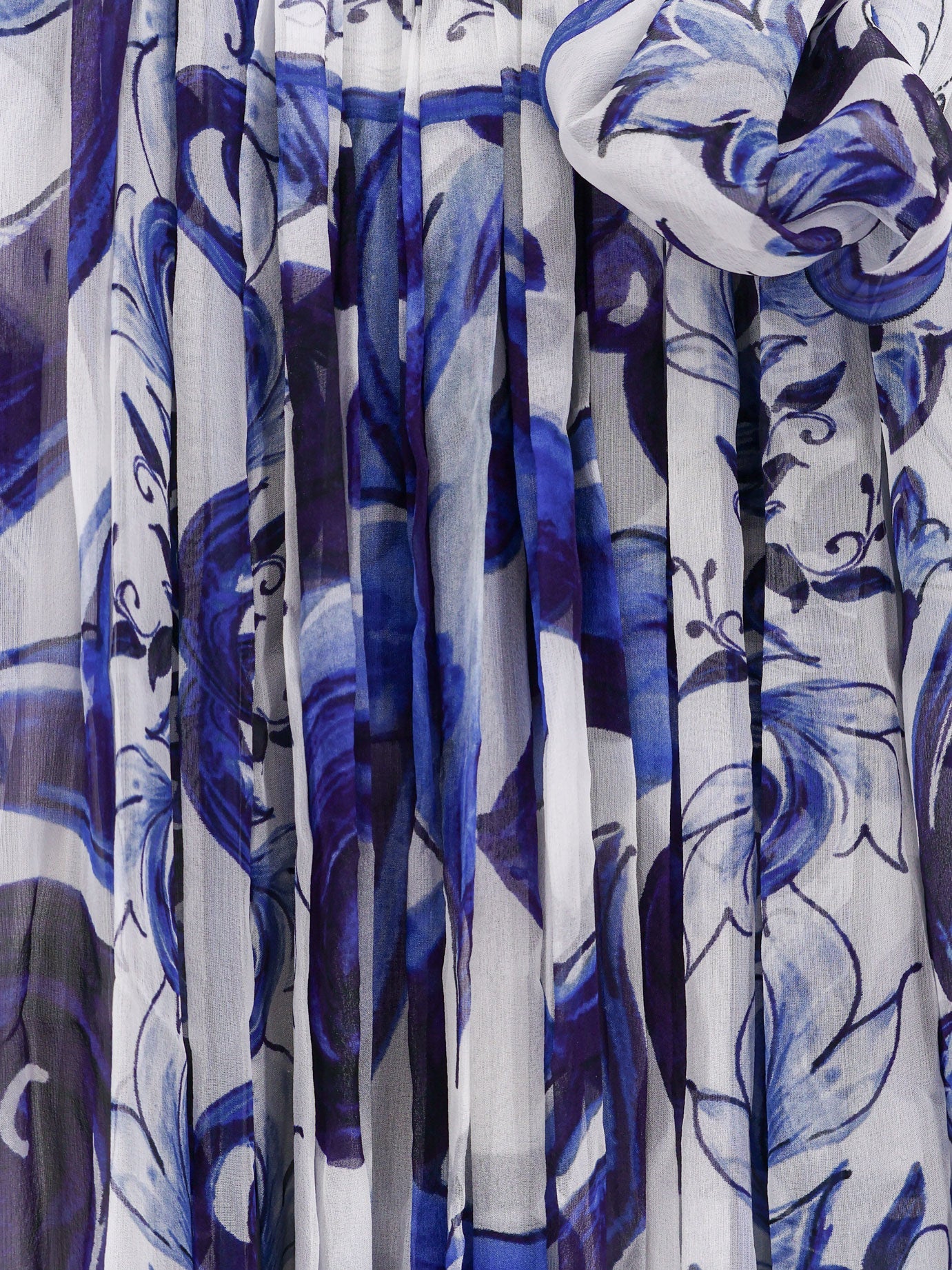 Dolce & Gabbana Silk Long Dress With Maiolica Print