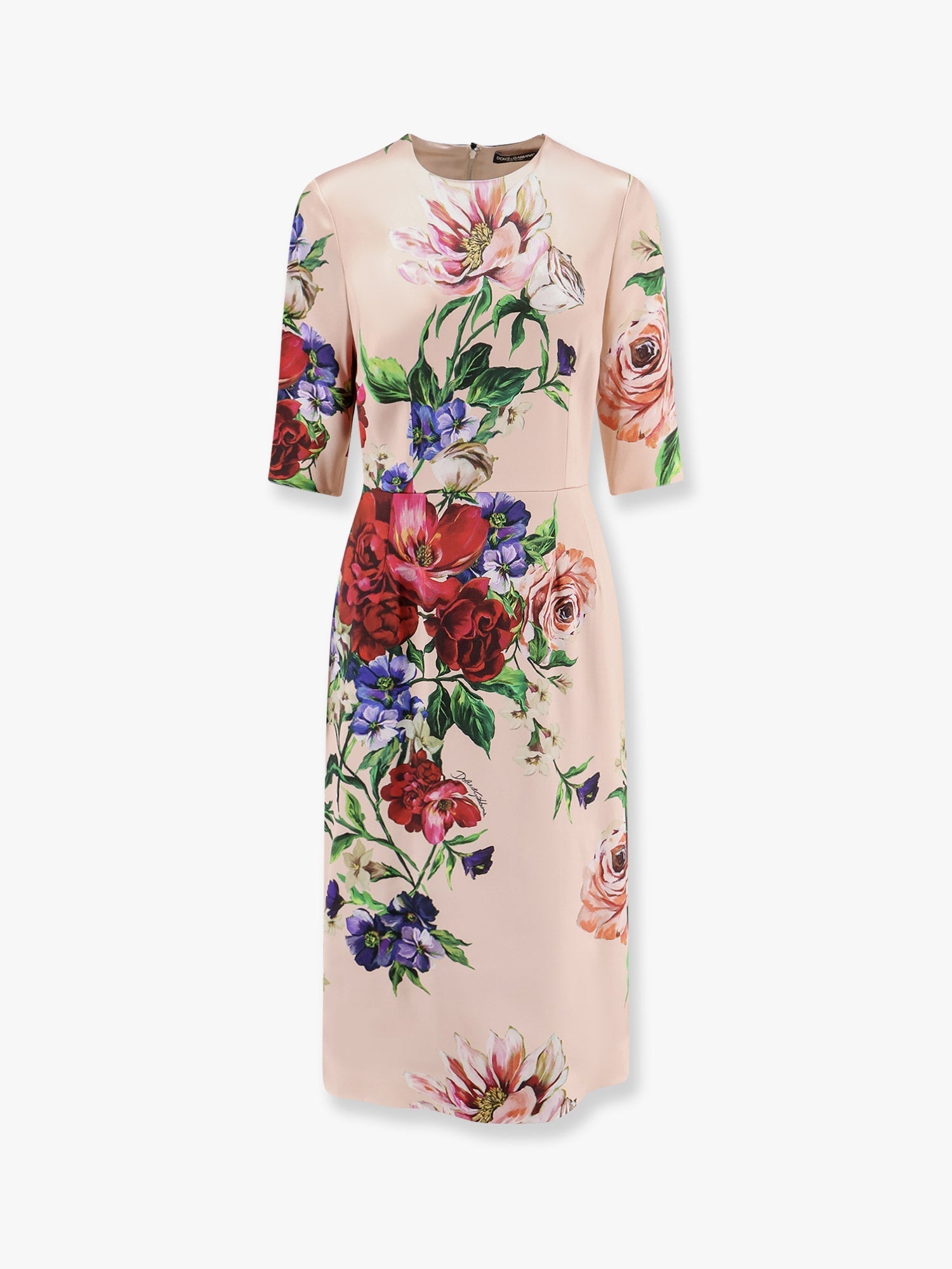 Dolce & Gabbana Satin Dress With Iconic Floral Print