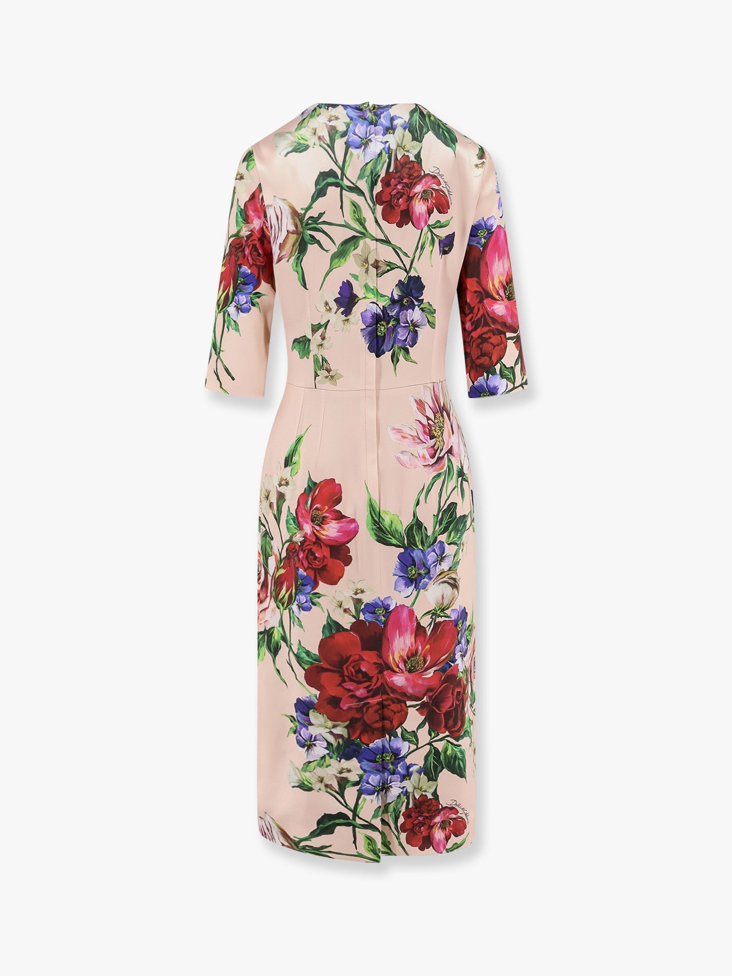 Dolce & Gabbana Satin Dress With Iconic Floral Print