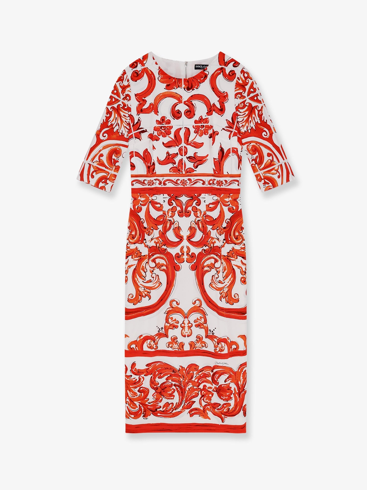 Dolce & Gabbana Silk Long Dress With Maiolica Print