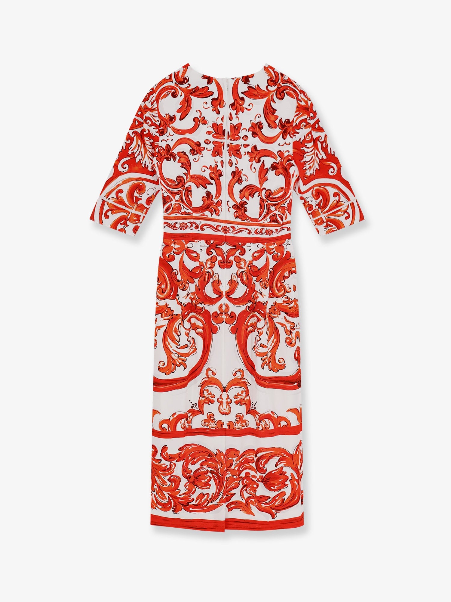 Dolce & Gabbana Silk Long Dress With Maiolica Print