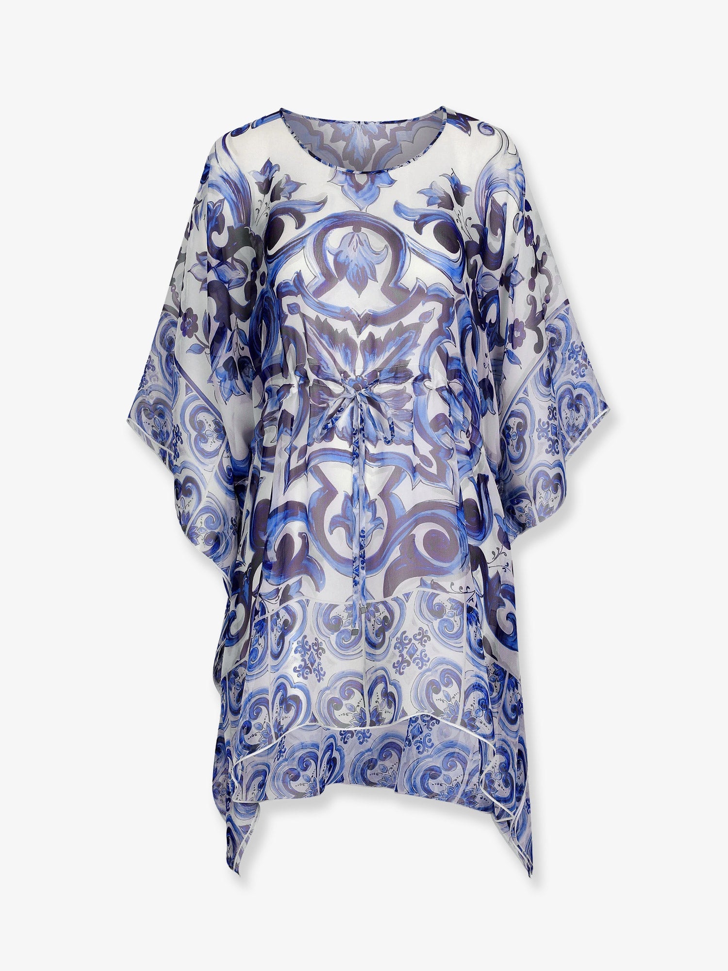 Dolce & Gabbana Chiffon Kaftan With Maiolica Print