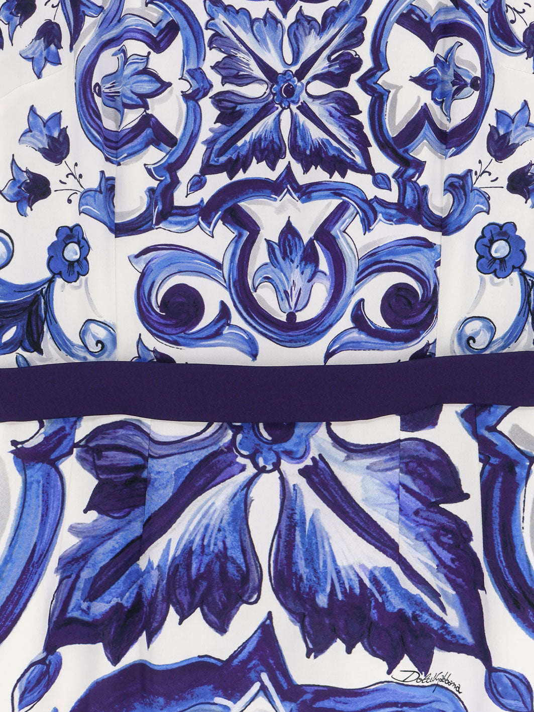 Dolce & Gabbana Silk Blend Dress With Maiolica Print