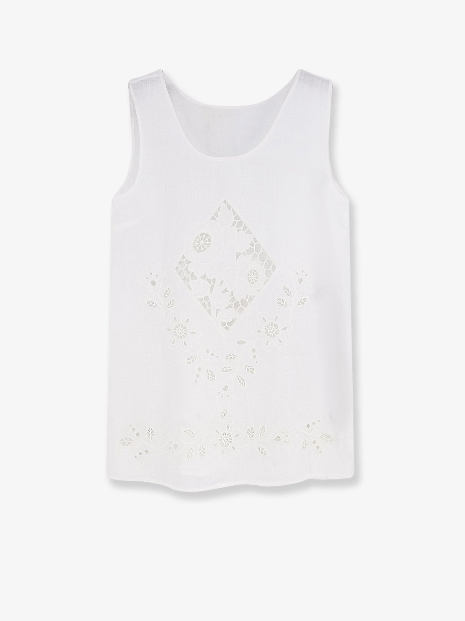 Dolce & Gabbana Linen Top With Floral Embroideries