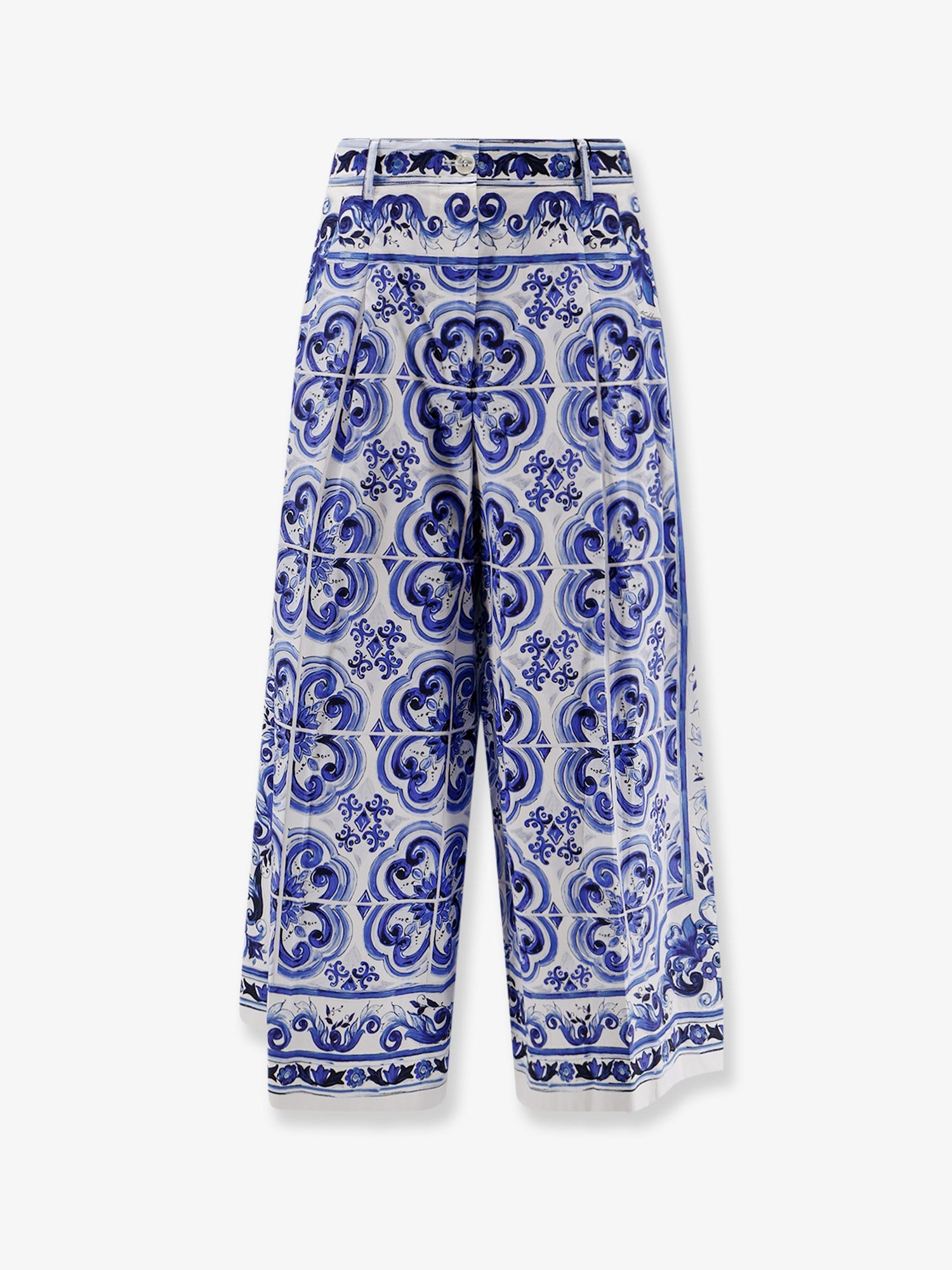 Dolce & Gabbana Cotton Trousers With Maiolica Print