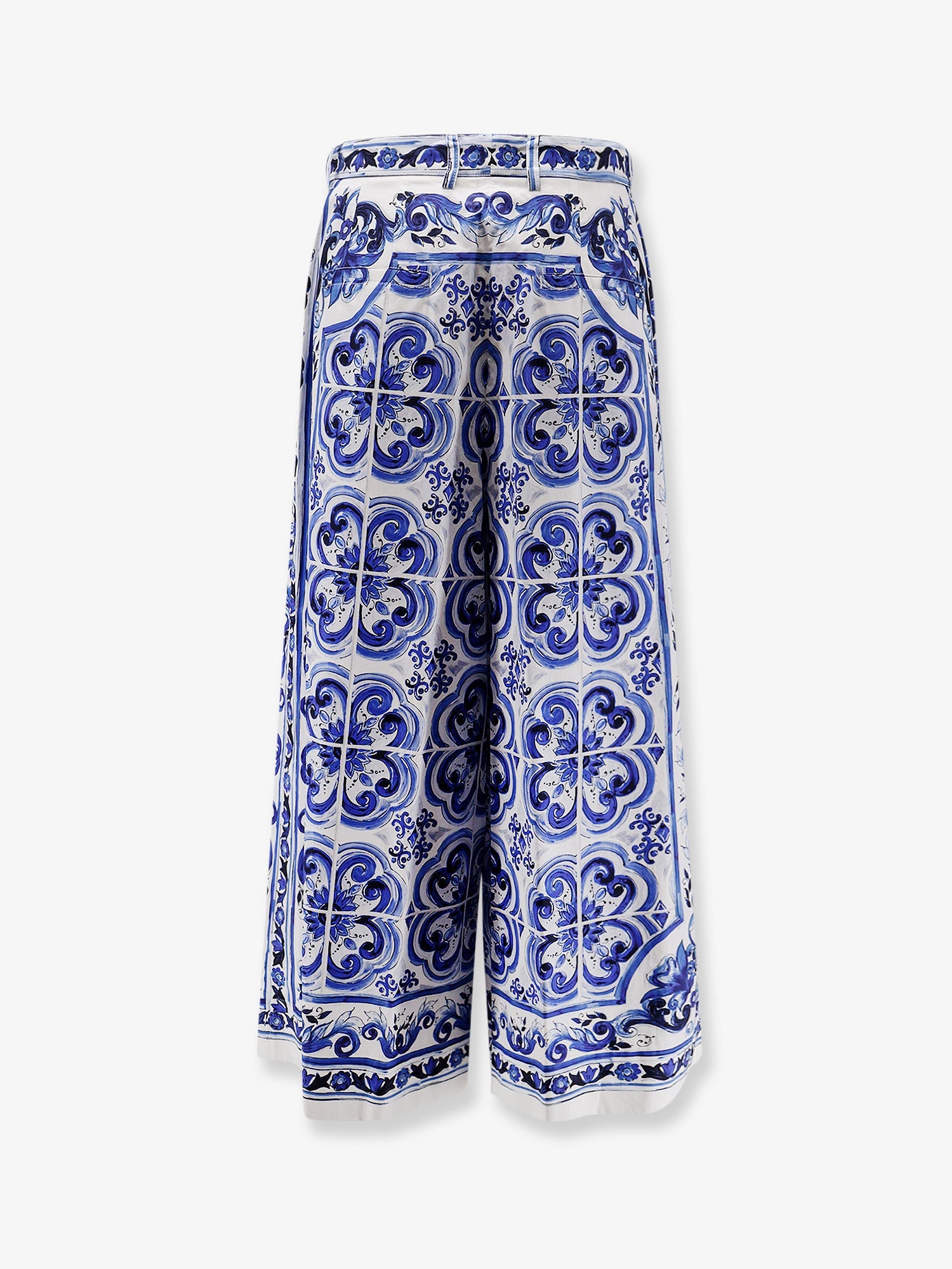 Dolce & Gabbana Cotton Trousers With Maiolica Print