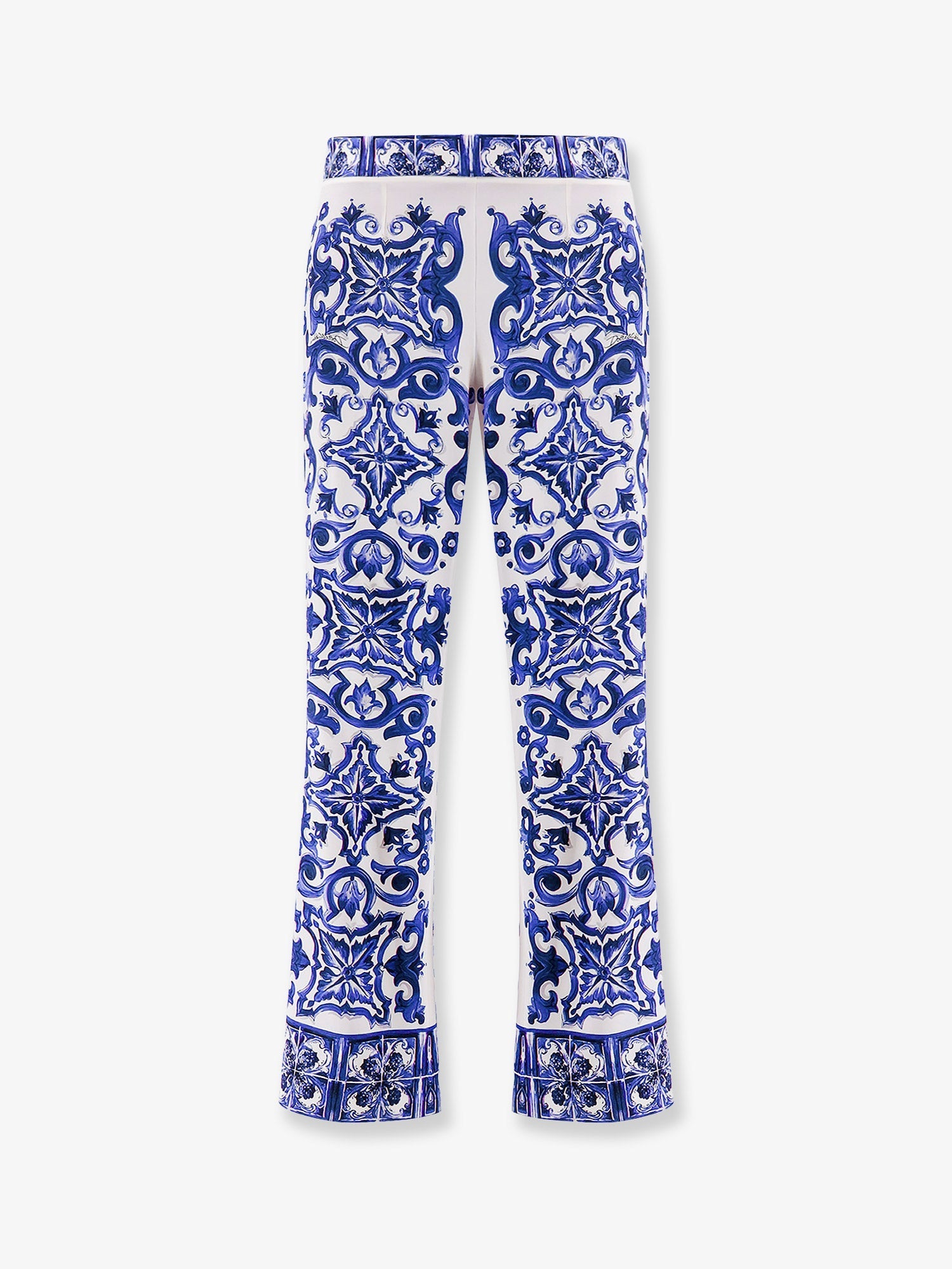 Dolce & Gabbana Silk Trousers With Majolica Print