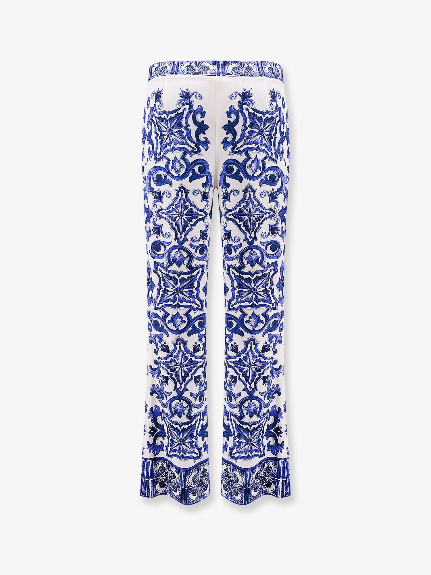 Dolce & Gabbana Silk Trousers With Majolica Print
