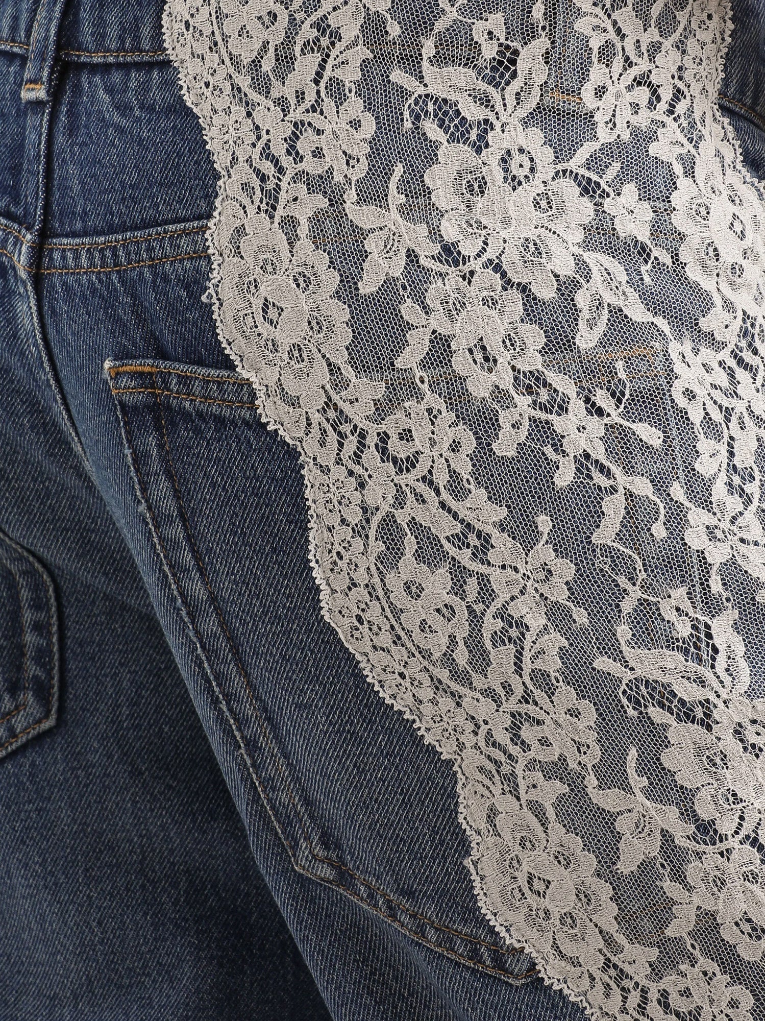 Dolce & Gabbana Blue Denim Jeans With Lace Profiles