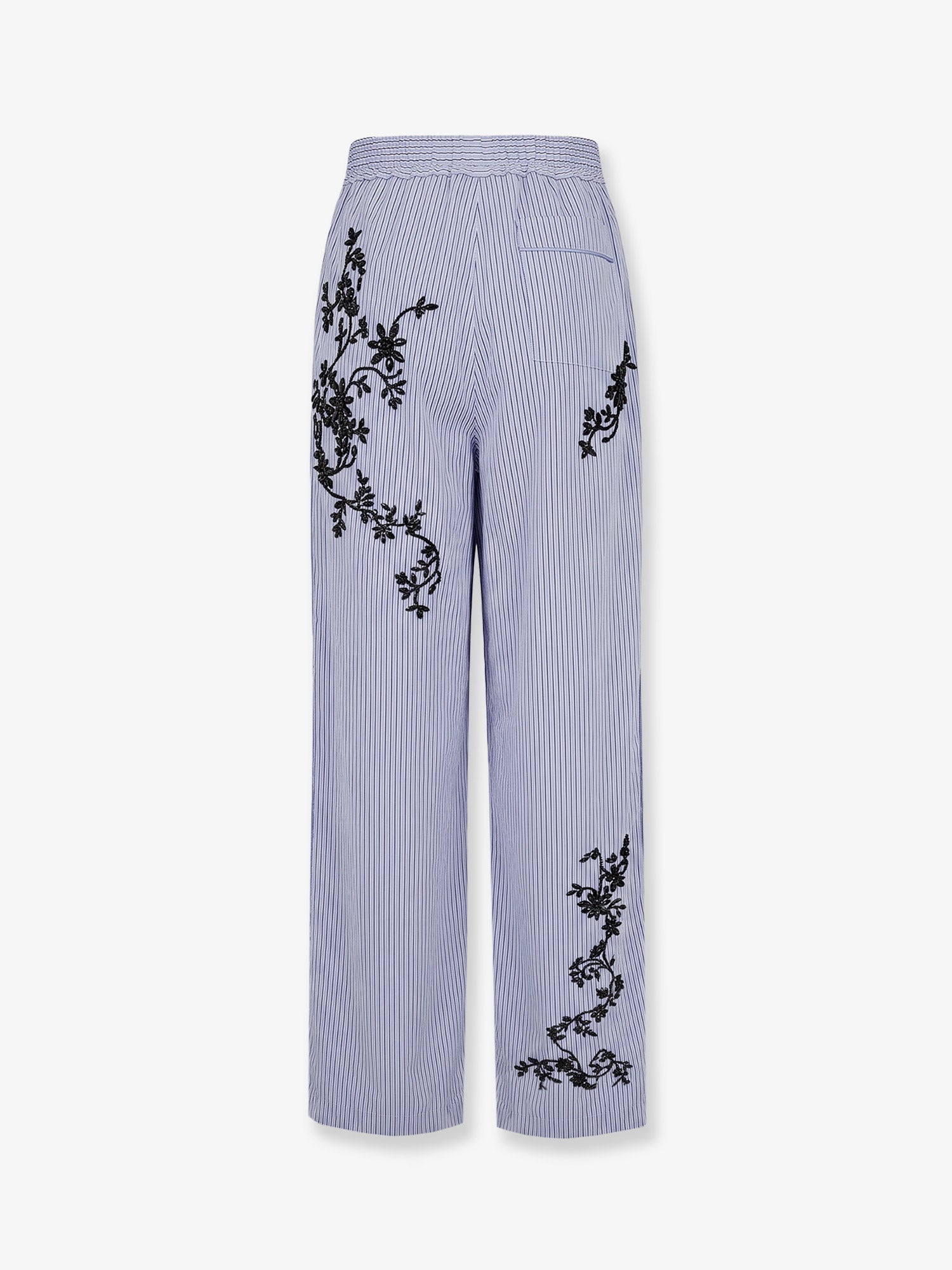 Dolce & Gabbana Cotton And Silk Blend Trousers With Embroidered Flowers