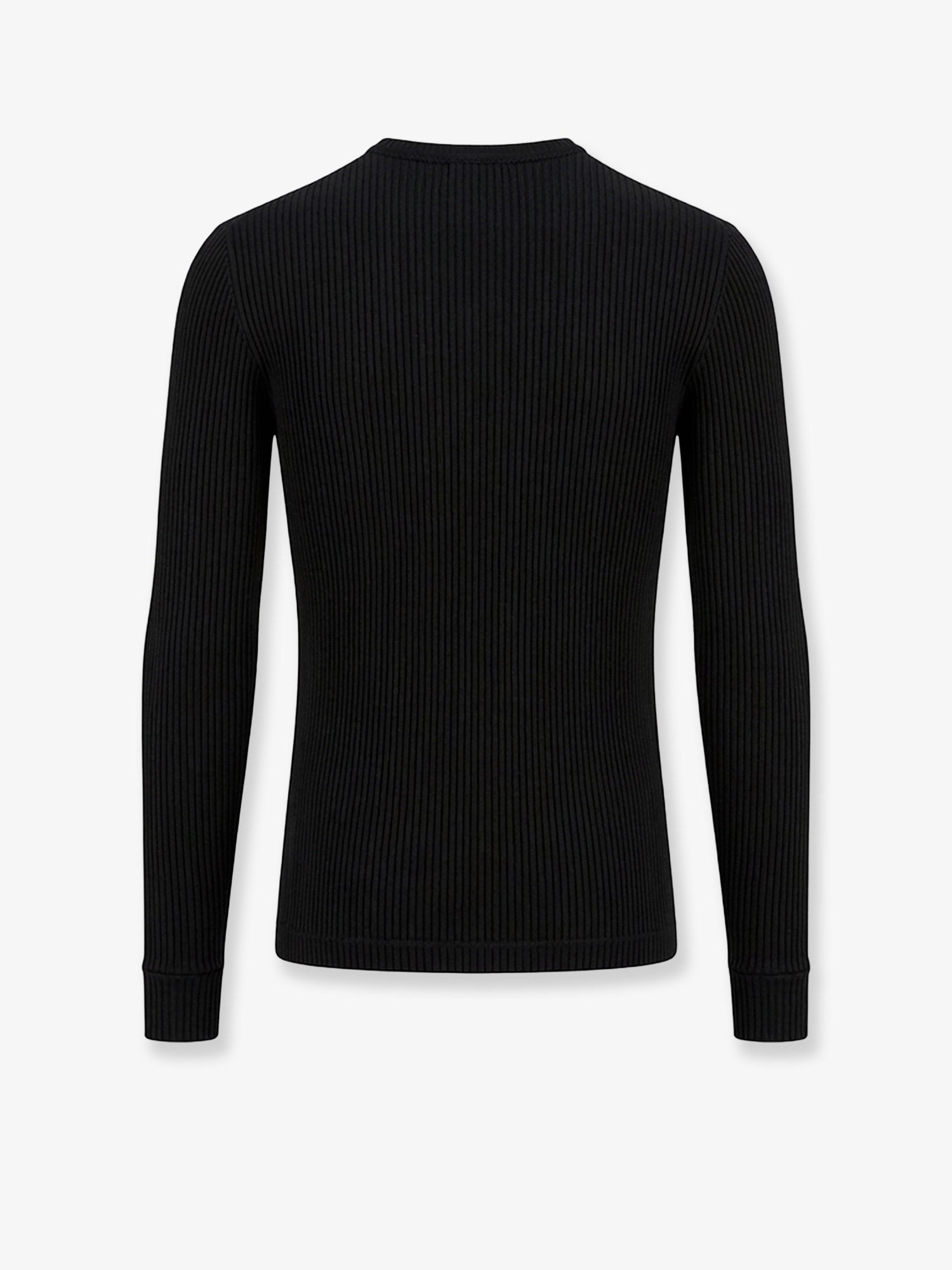 Dolce & Gabbana Ribbed Cotton Sweater With Metal Logo On The Front