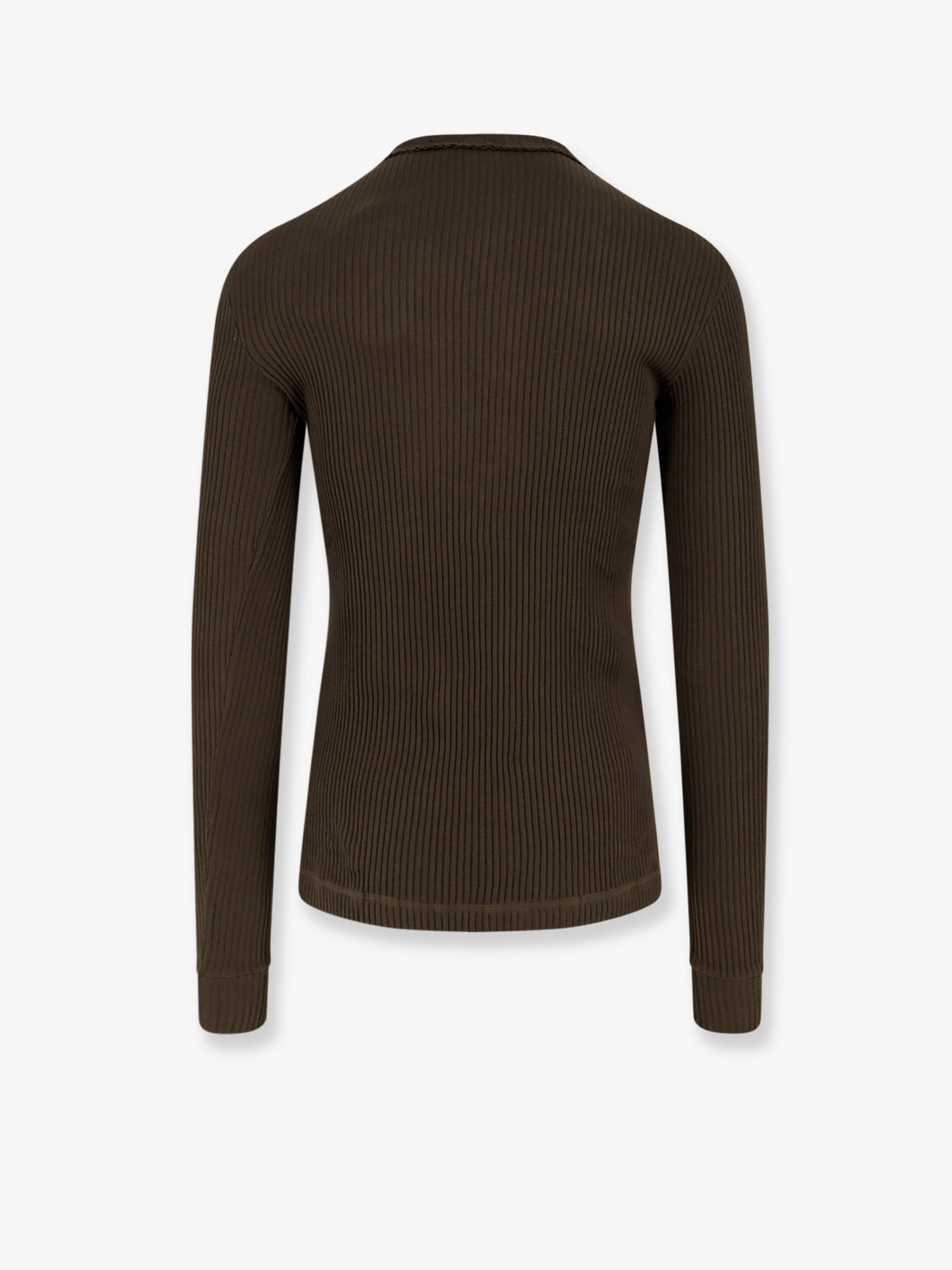 Dolce & Gabbana Ribbed Cotton Sweater With Metal Logo On The Front