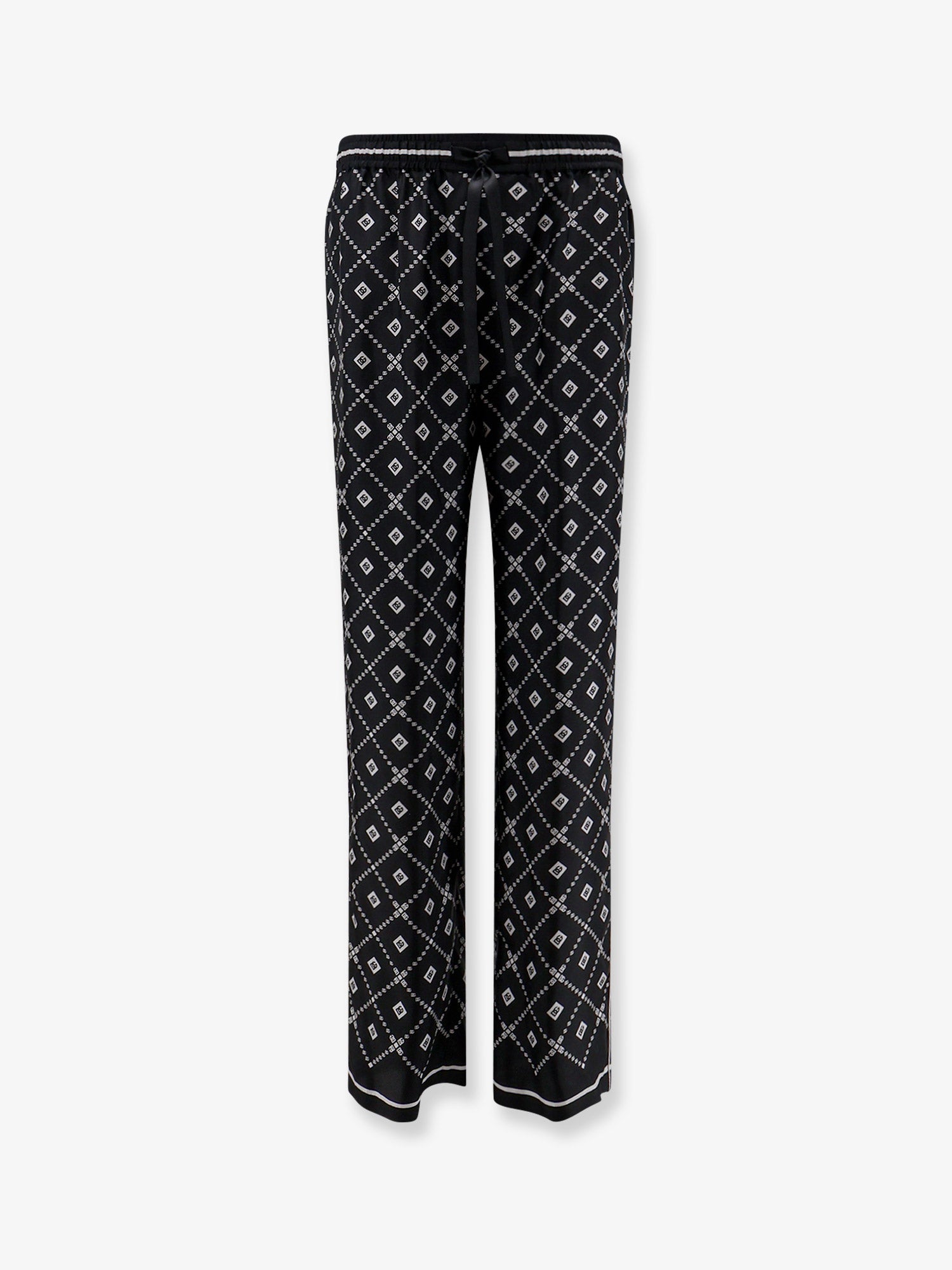 Dolce & Gabbana Silk Trousers With All-over Logo Print