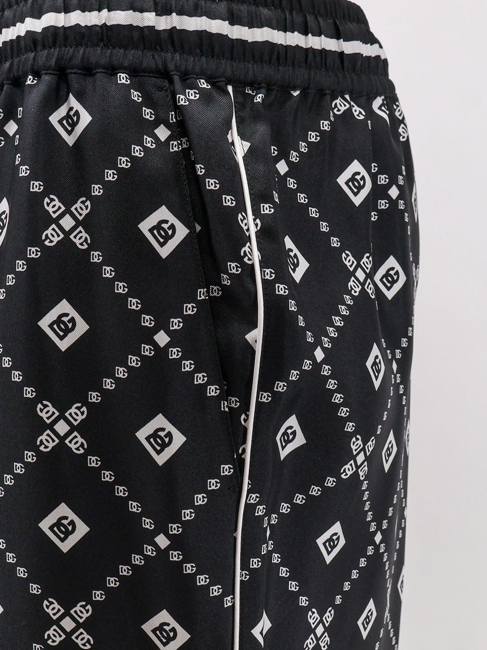 Dolce & Gabbana Silk Trousers With All-over Logo Print