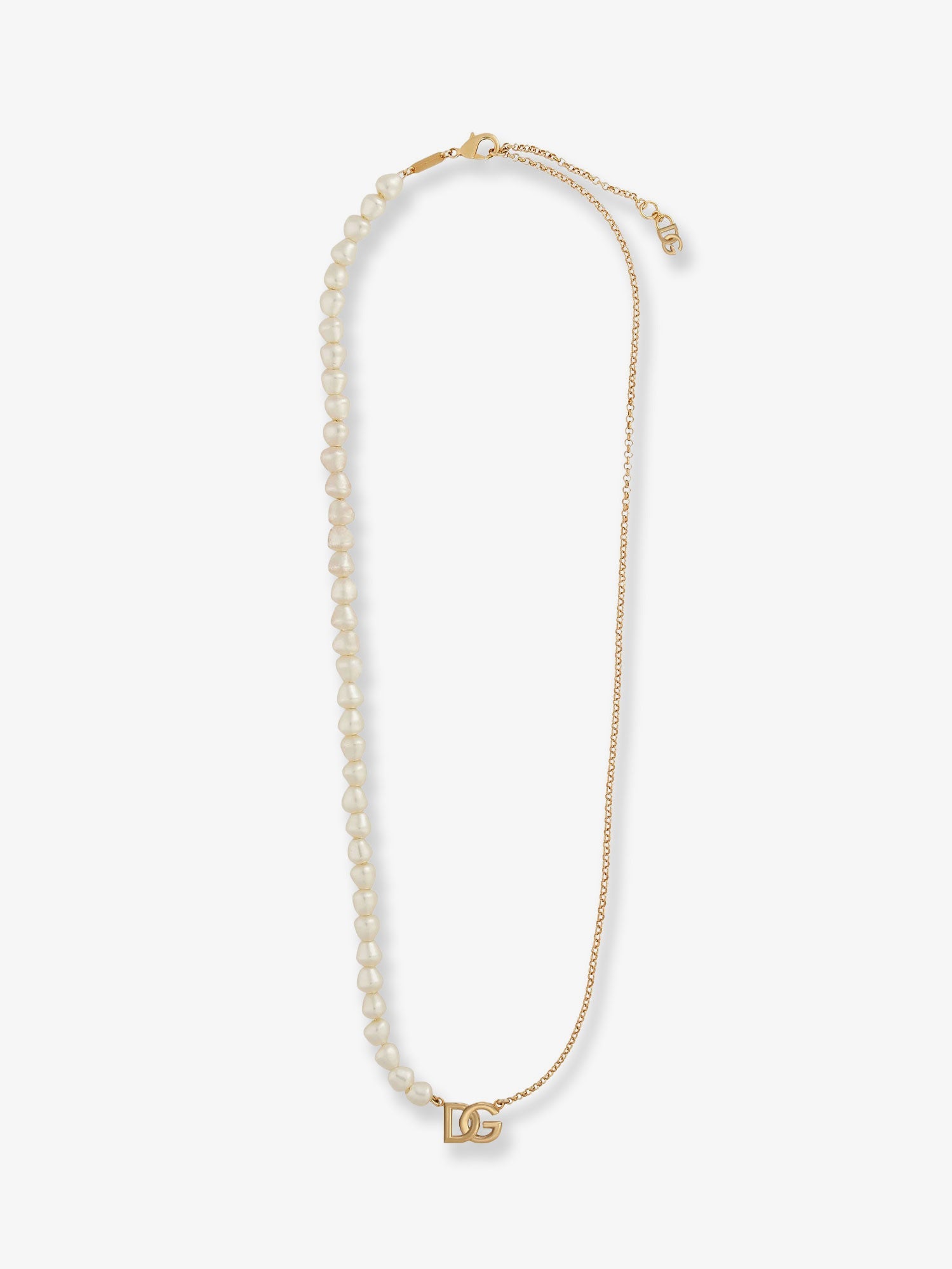 Dolce & Gabbana Brass Necklace With Pearls And Dg Logo