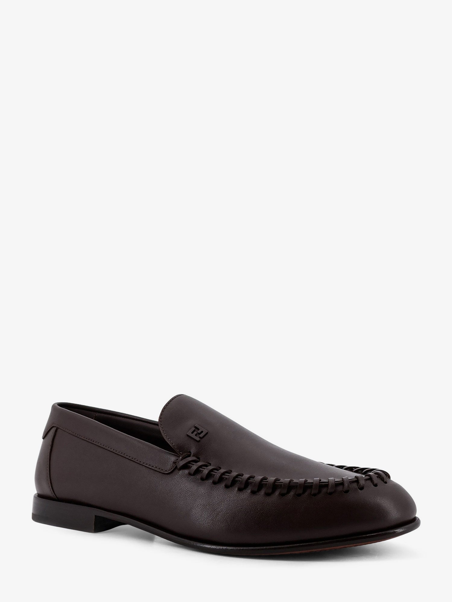 Fendi Leather Loafers With Metal Ff Logo