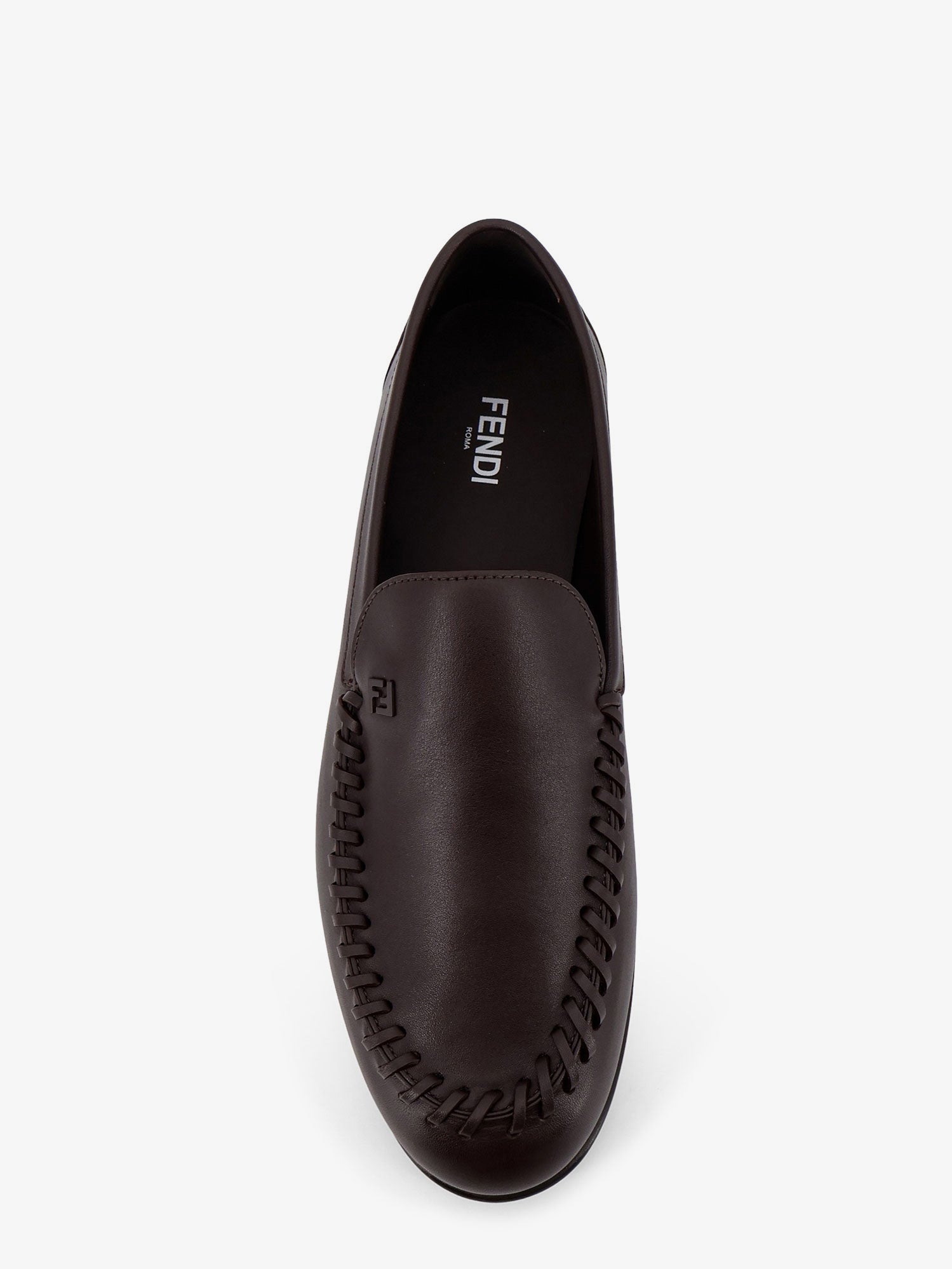Fendi Leather Loafers With Metal Ff Logo