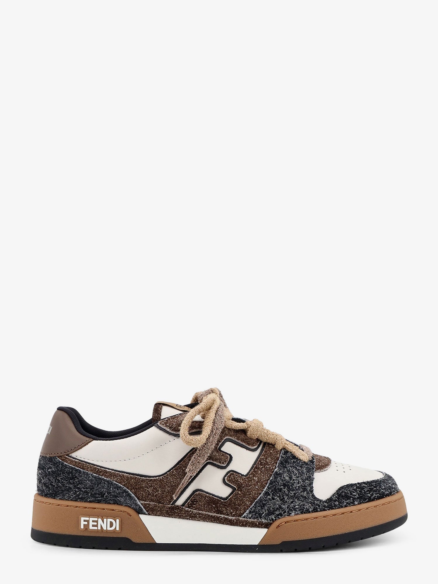 Fendi Sneakers Fendi Match In Pelle Bianca E Suede Marrone