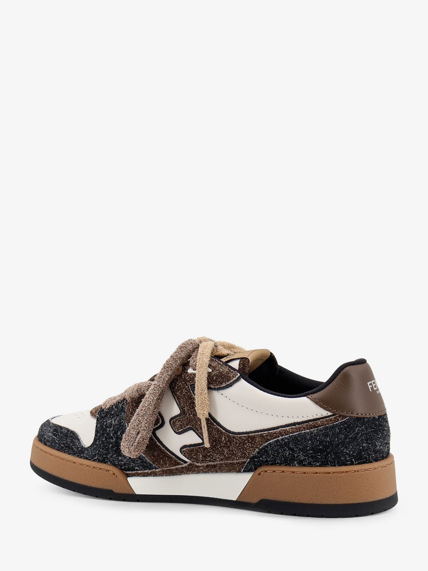 Fendi Sneakers Fendi Match In Pelle Bianca E Suede Marrone