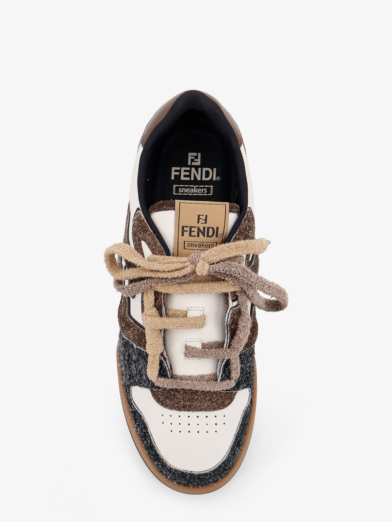Fendi Sneakers Fendi Match In Pelle Bianca E Suede Marrone