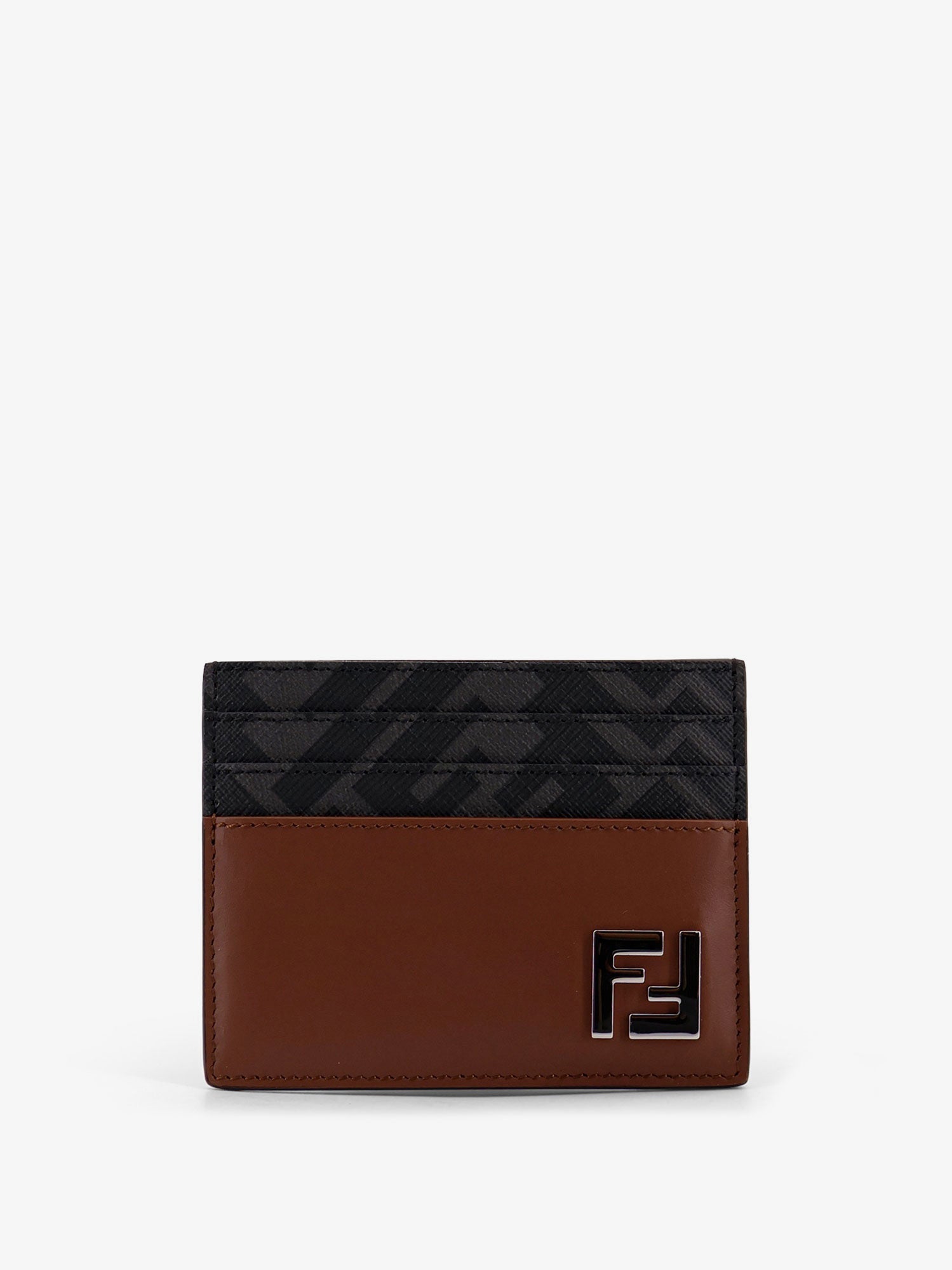 Fendi Leather And Ff Fabric Card Holder