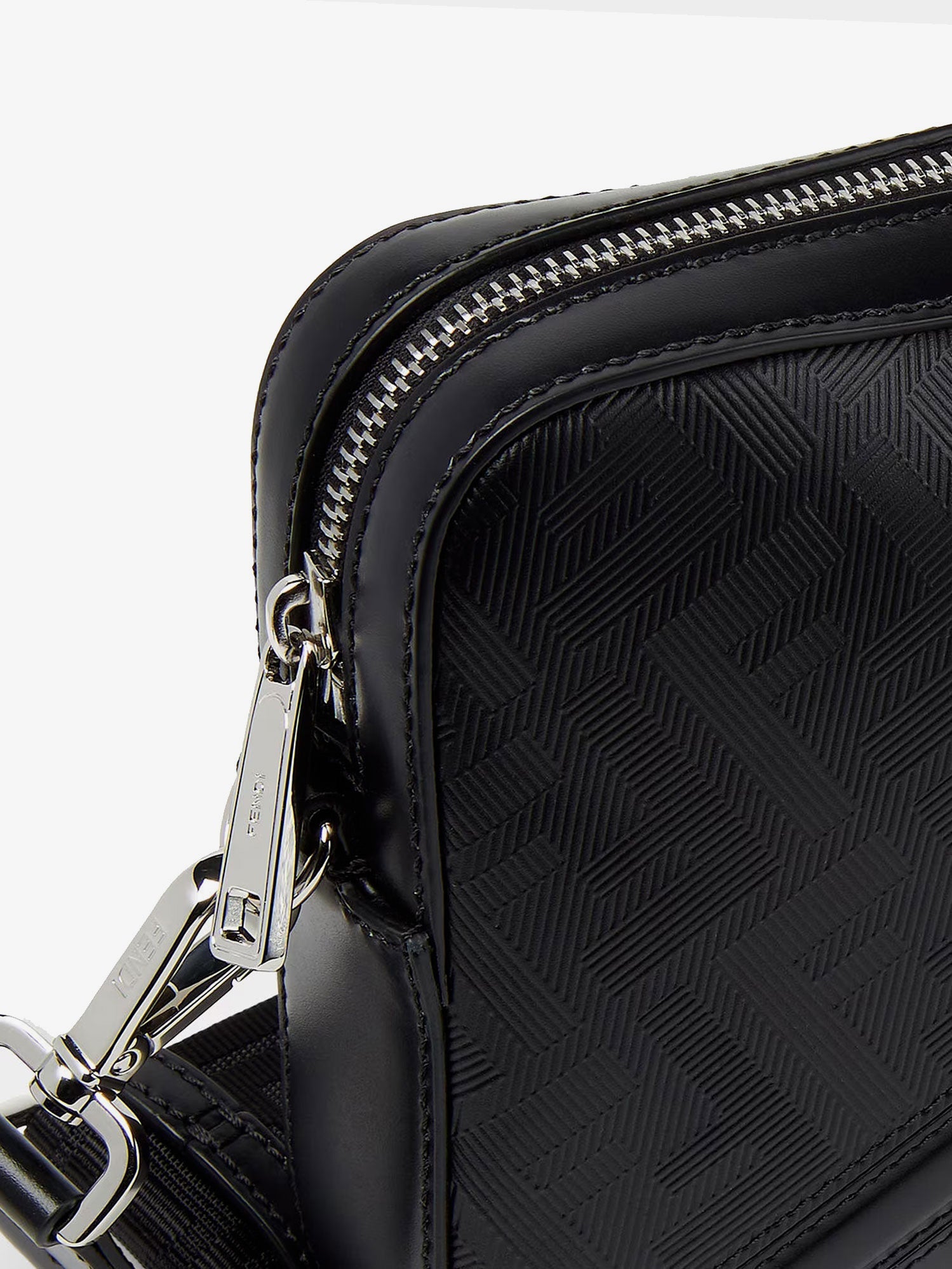 Fendi Camera Case Leather Crossbody Bag With Engraved Logo Lettering