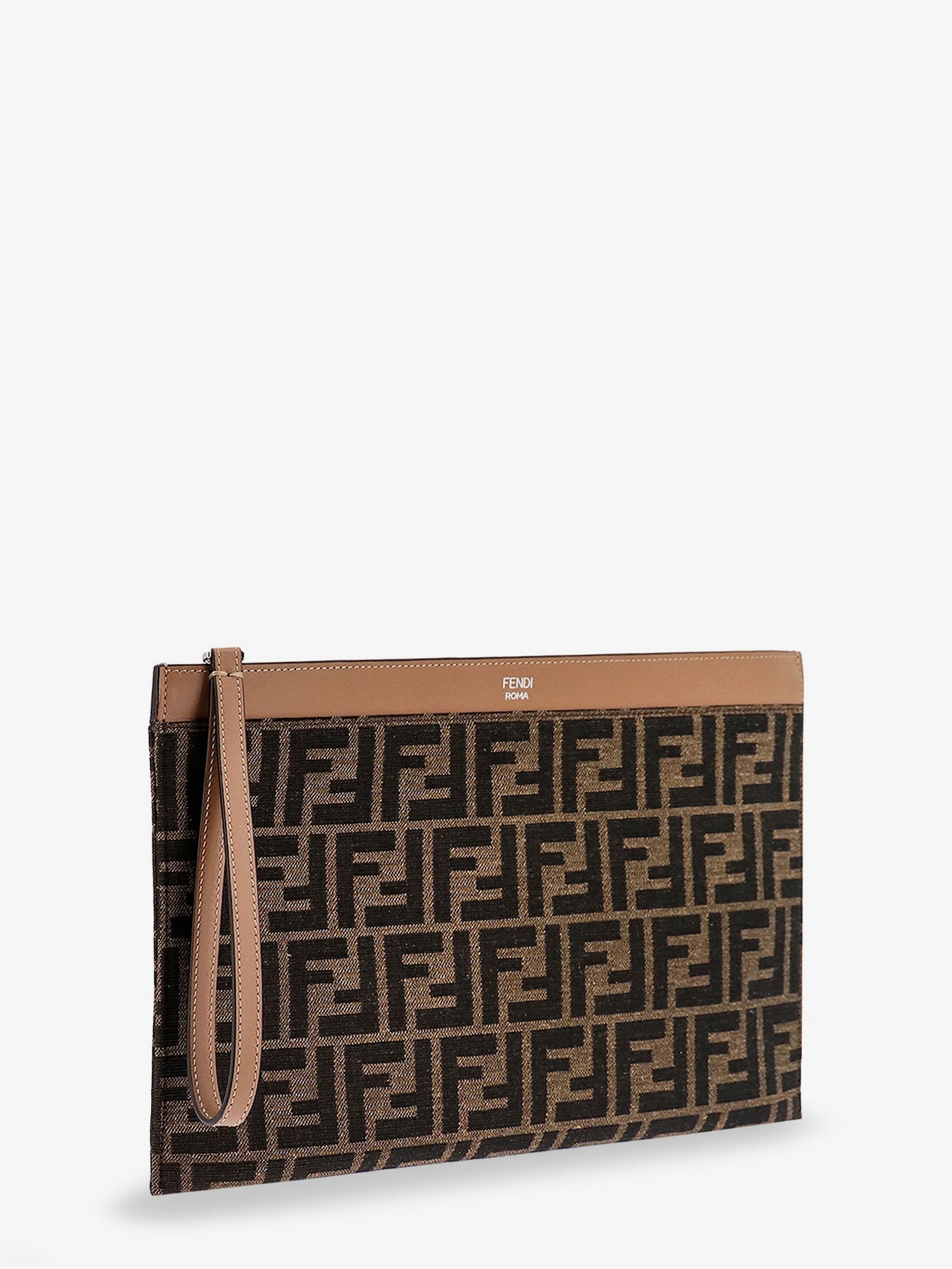 Fendi Ff Jacquard Fabric Medium Flat Pouch