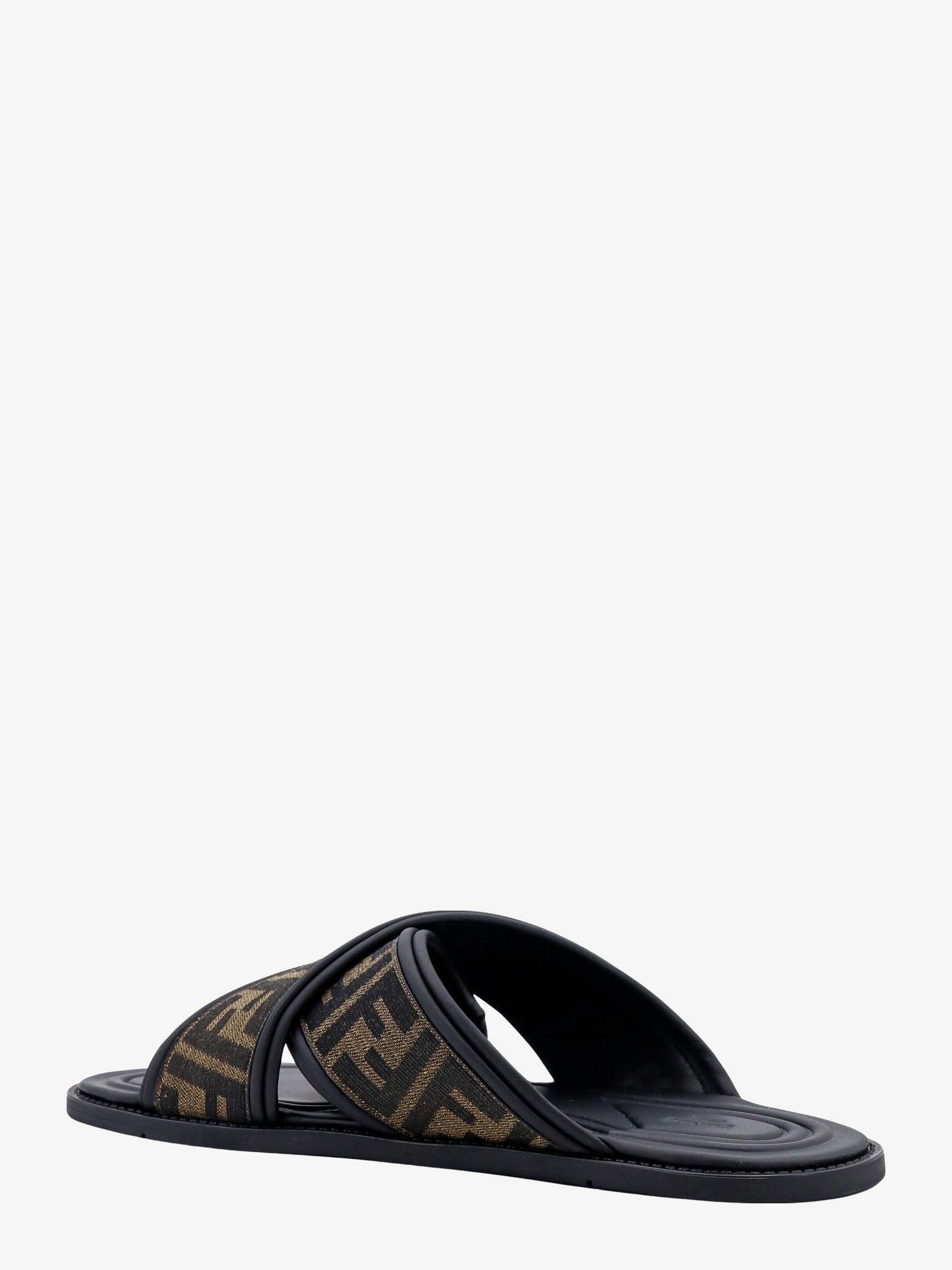 Fendi Ff Jacquard Fabric Sandals With Embroidered Logo