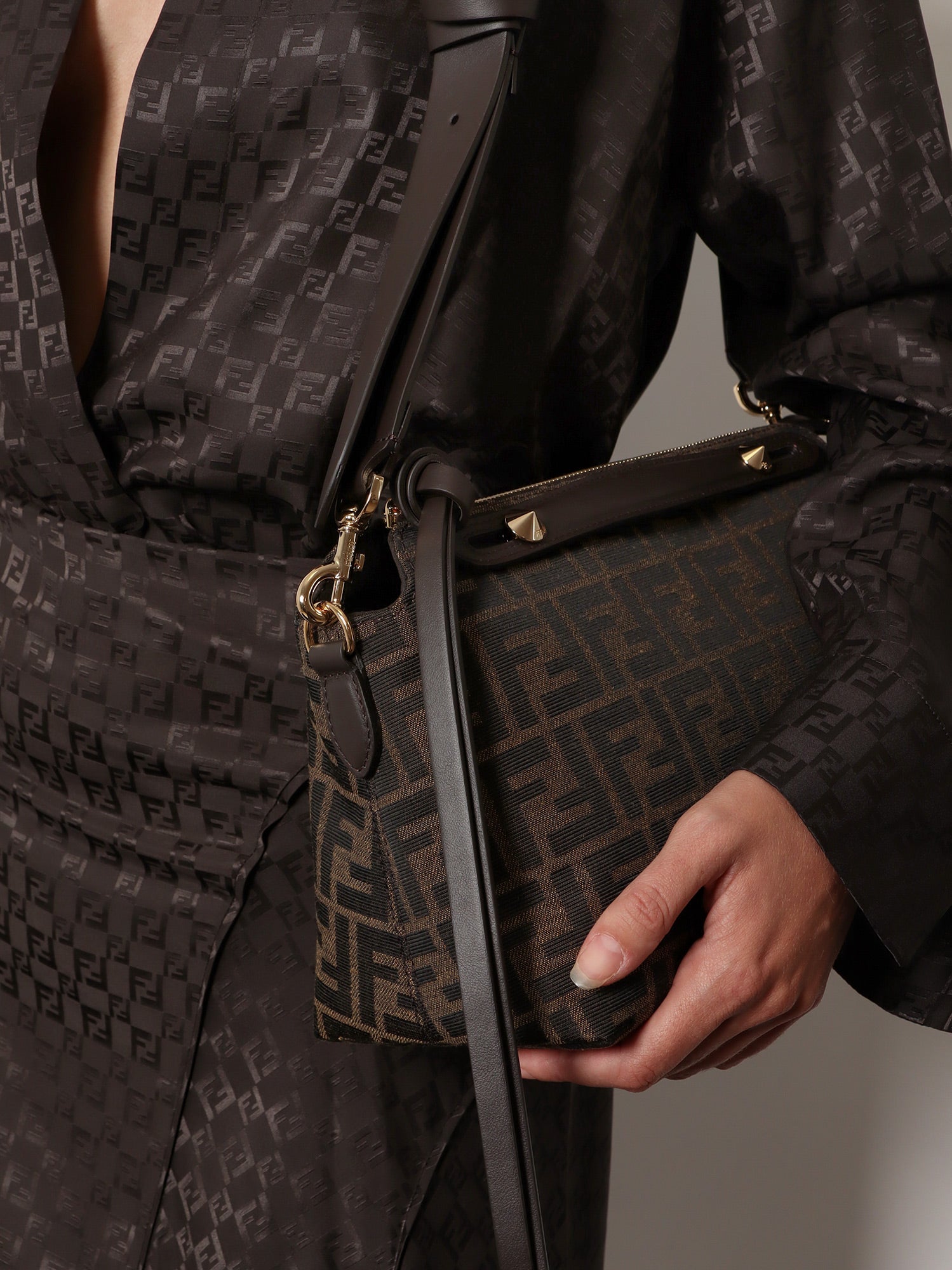 Fendi By The Way Soft Medium Ff Jacquard Fabric Crossbody Bag