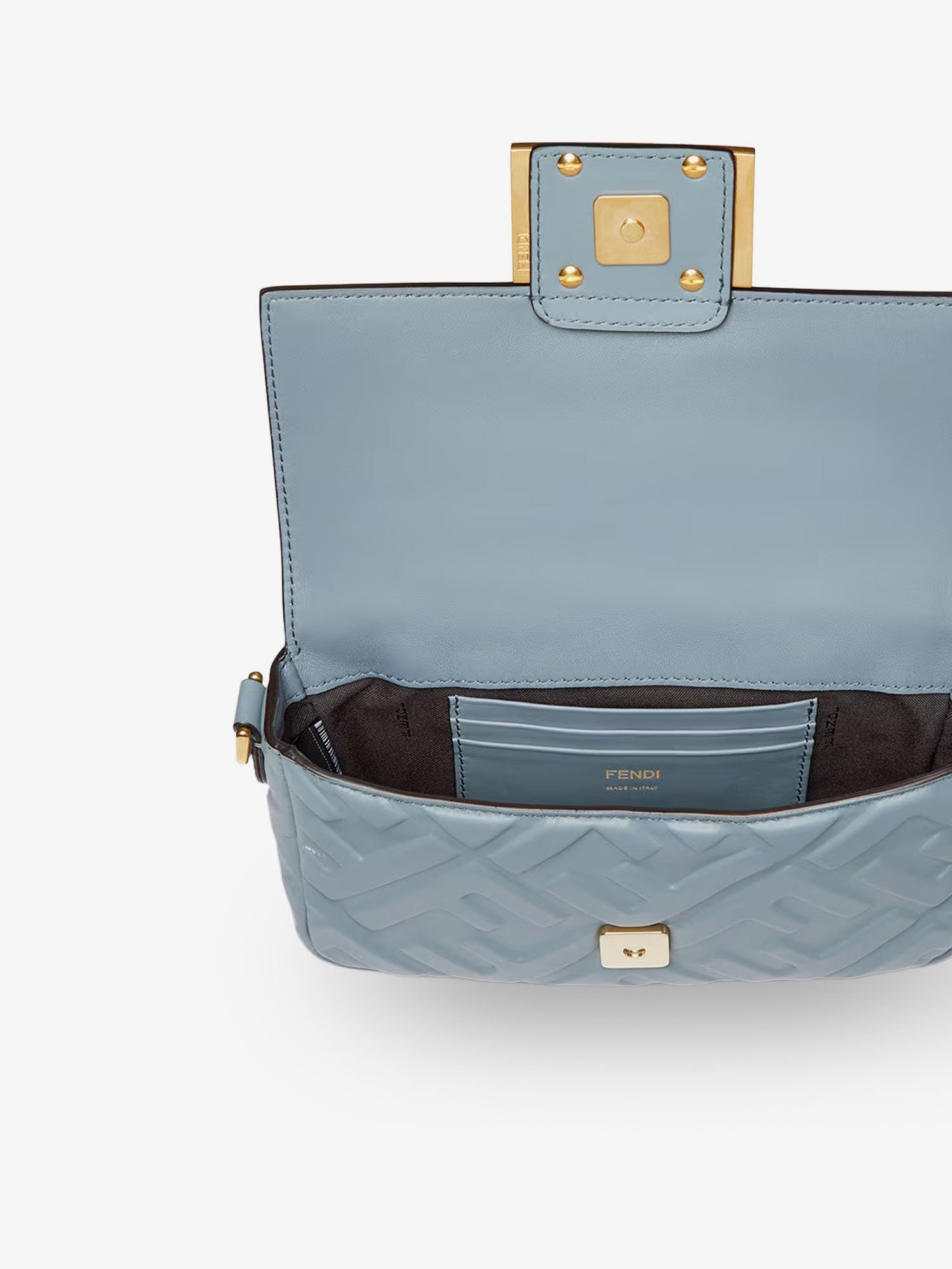 Fendi Baguette Mini Leather Crossbody Bag With Embossed Ff Motif